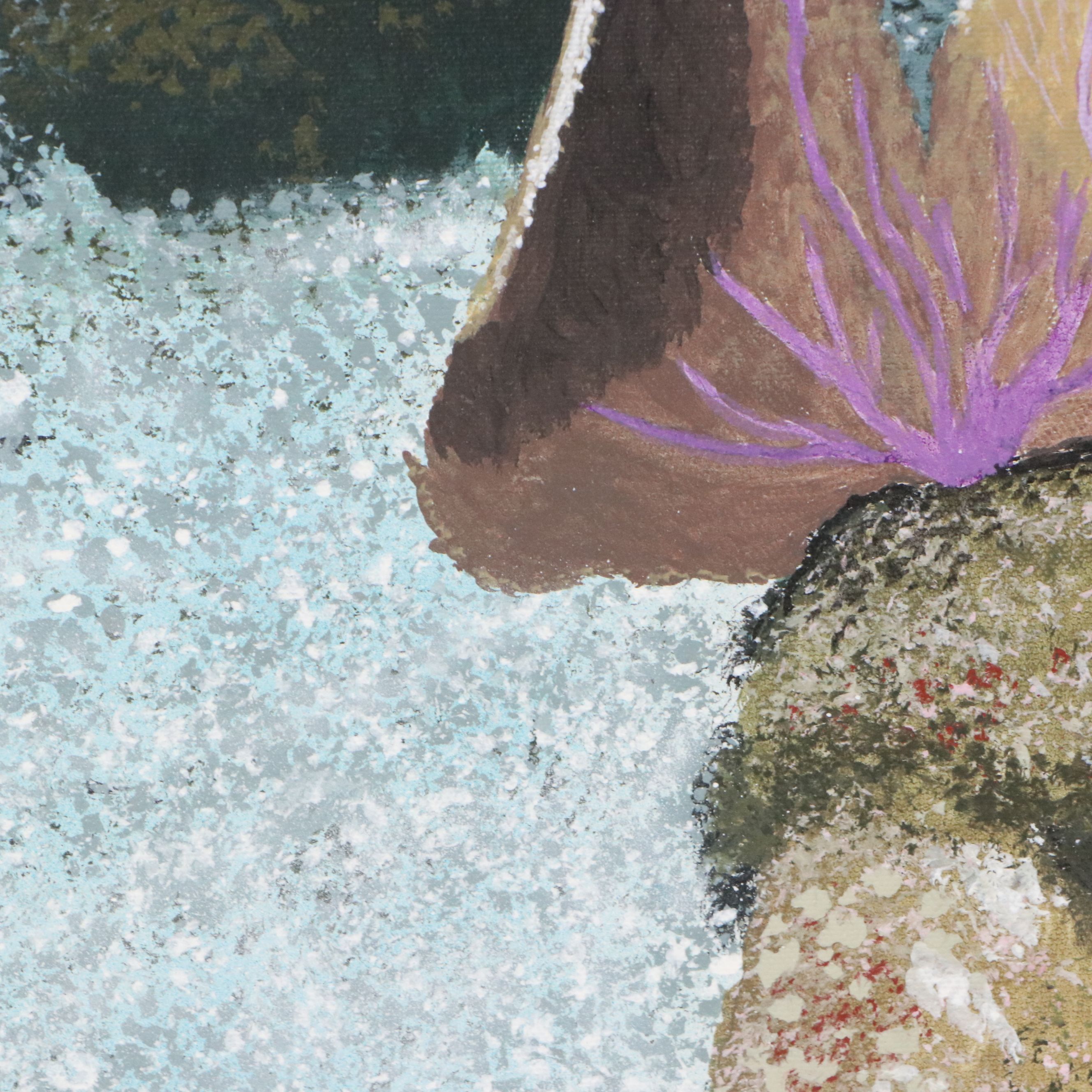 Richard Roach Acrylic Marine Wreakscape Painting, 1997