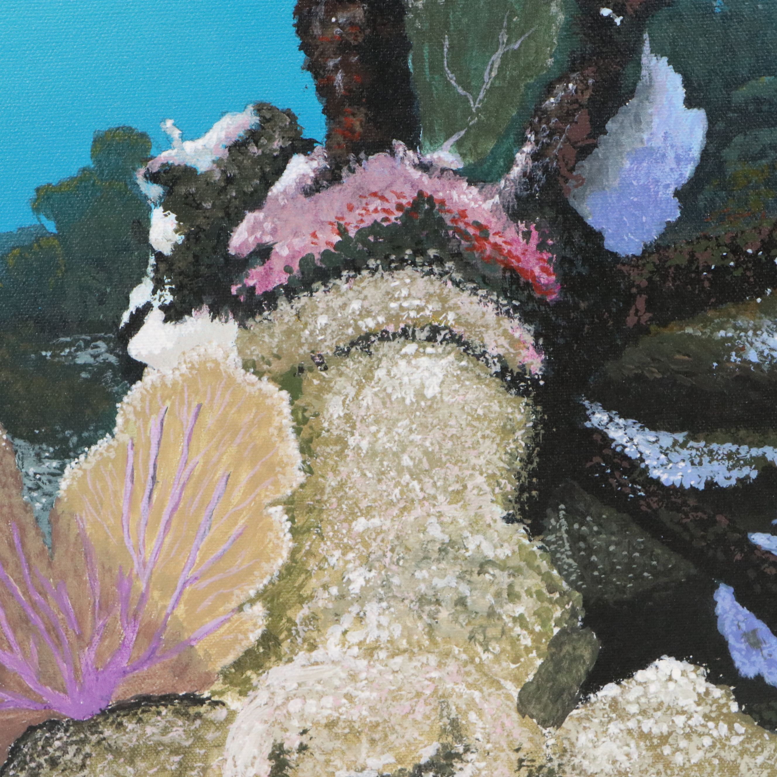 Richard Roach Acrylic Marine Wreakscape Painting, 1997