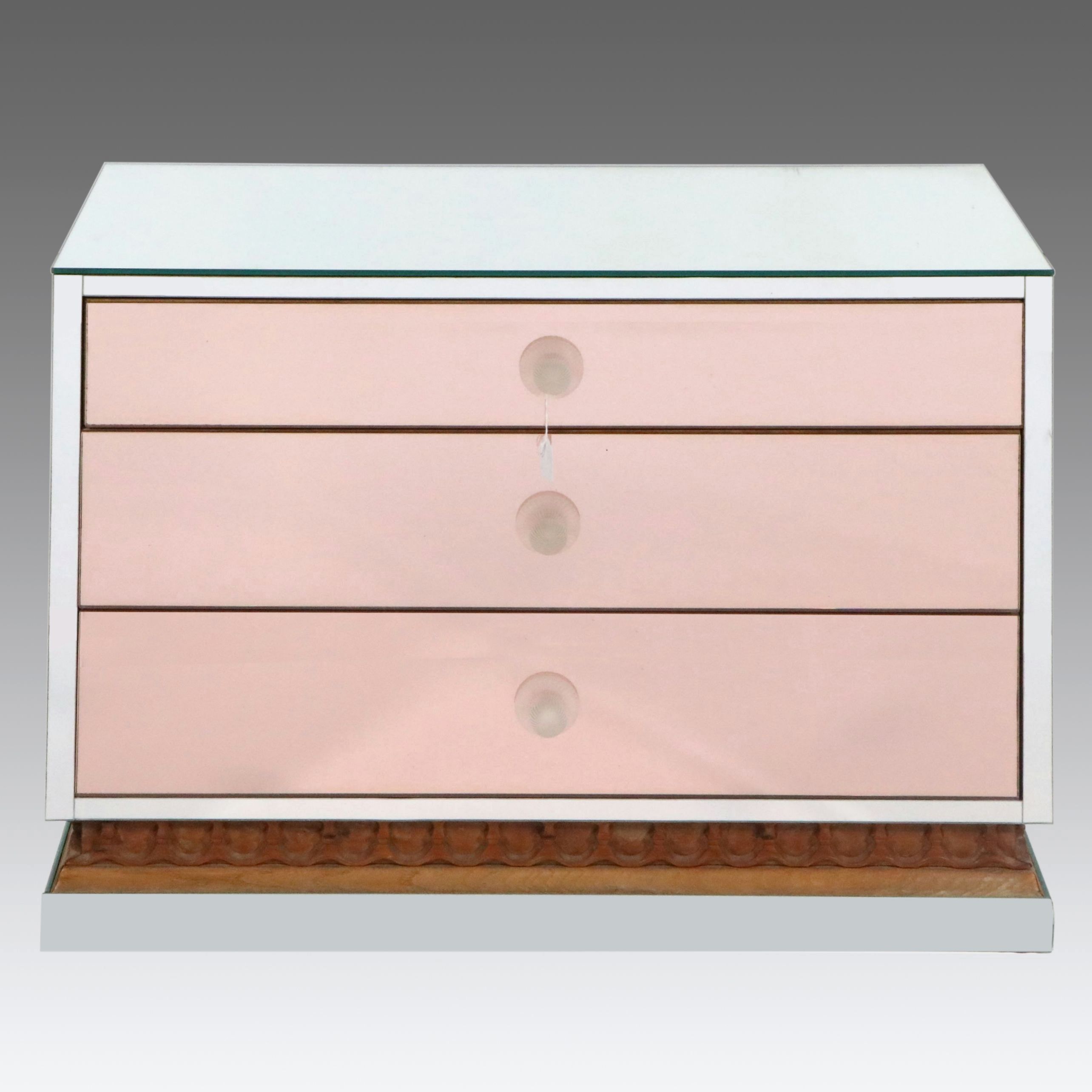 Hollywood Regency Mirrored Three-Drawer Chest