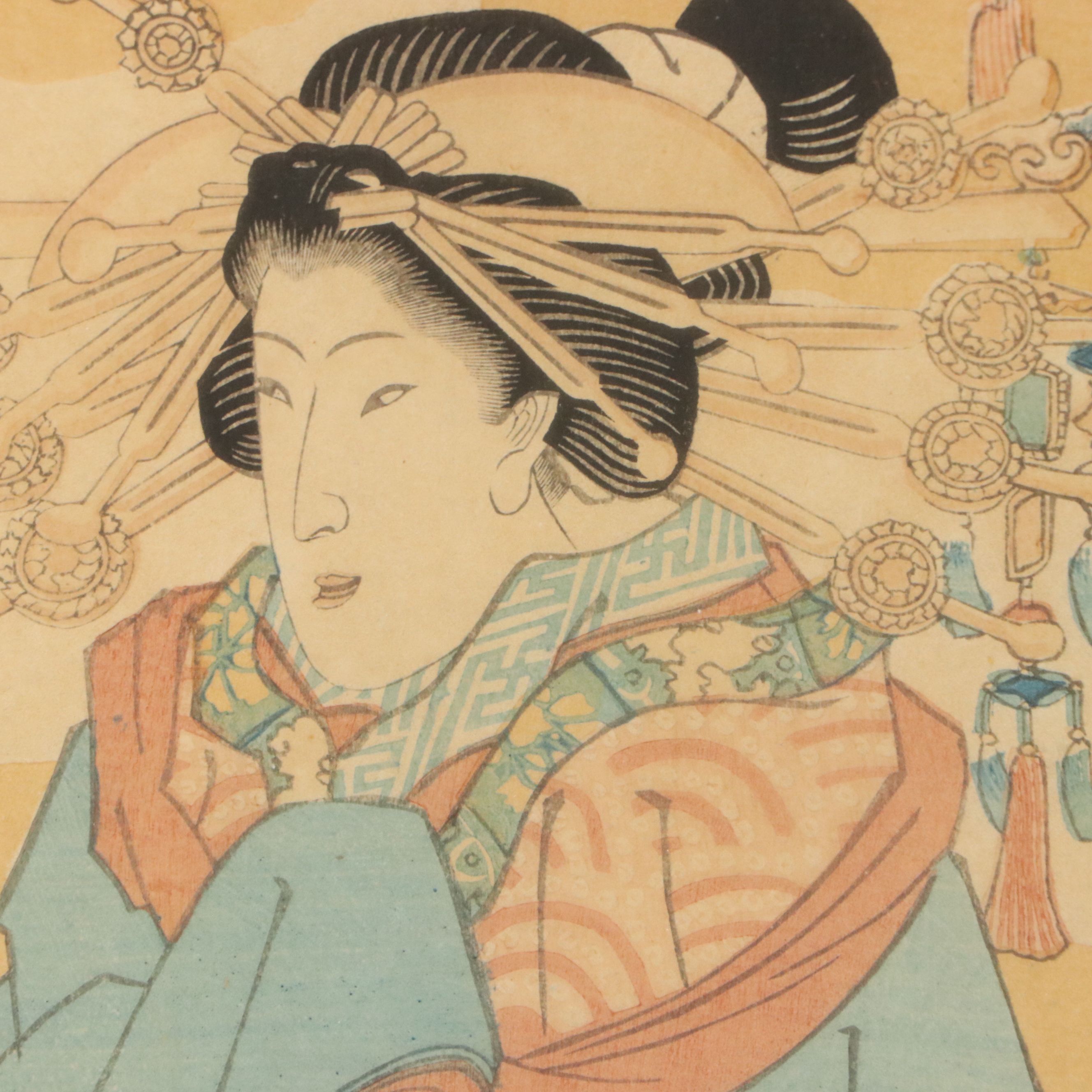 Utagawa Kunisada Ukiyo-e Woodblock from "Reflections of the Beauties"