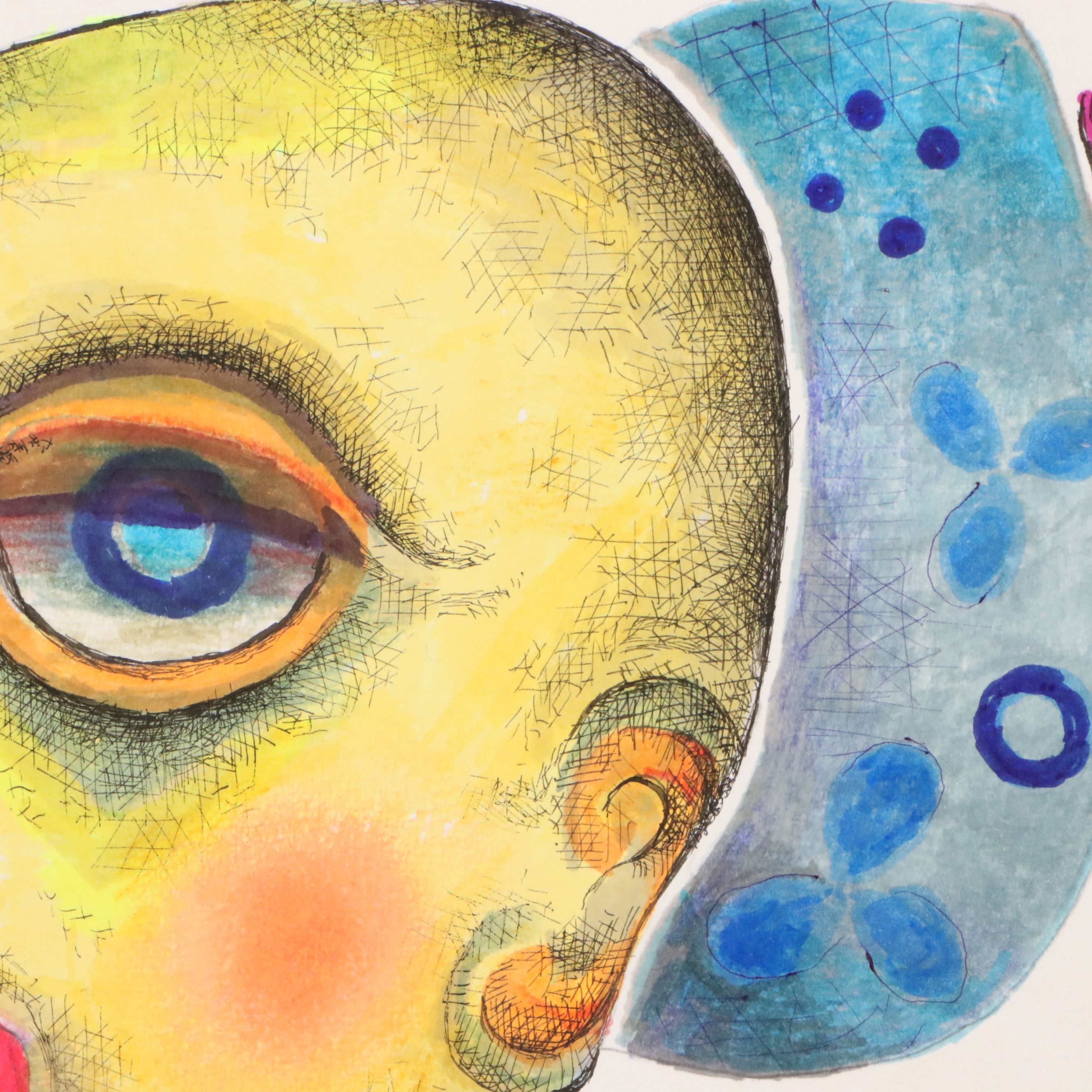 Nikolay Manuylov "Kuk" Surrealist Ink and Watercolor, 2013