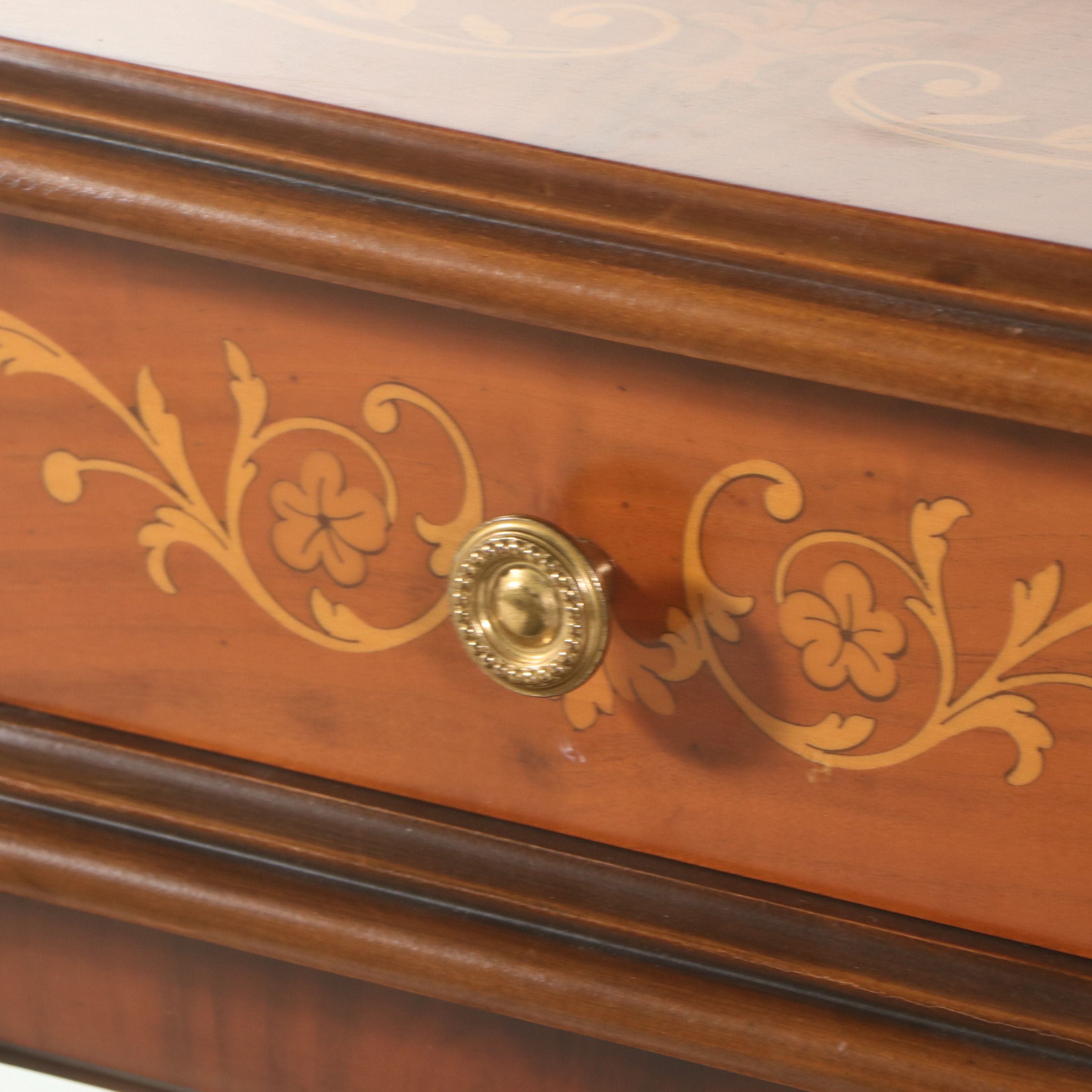 Italian Provincial Style Marquetry Inlaid Vitrine