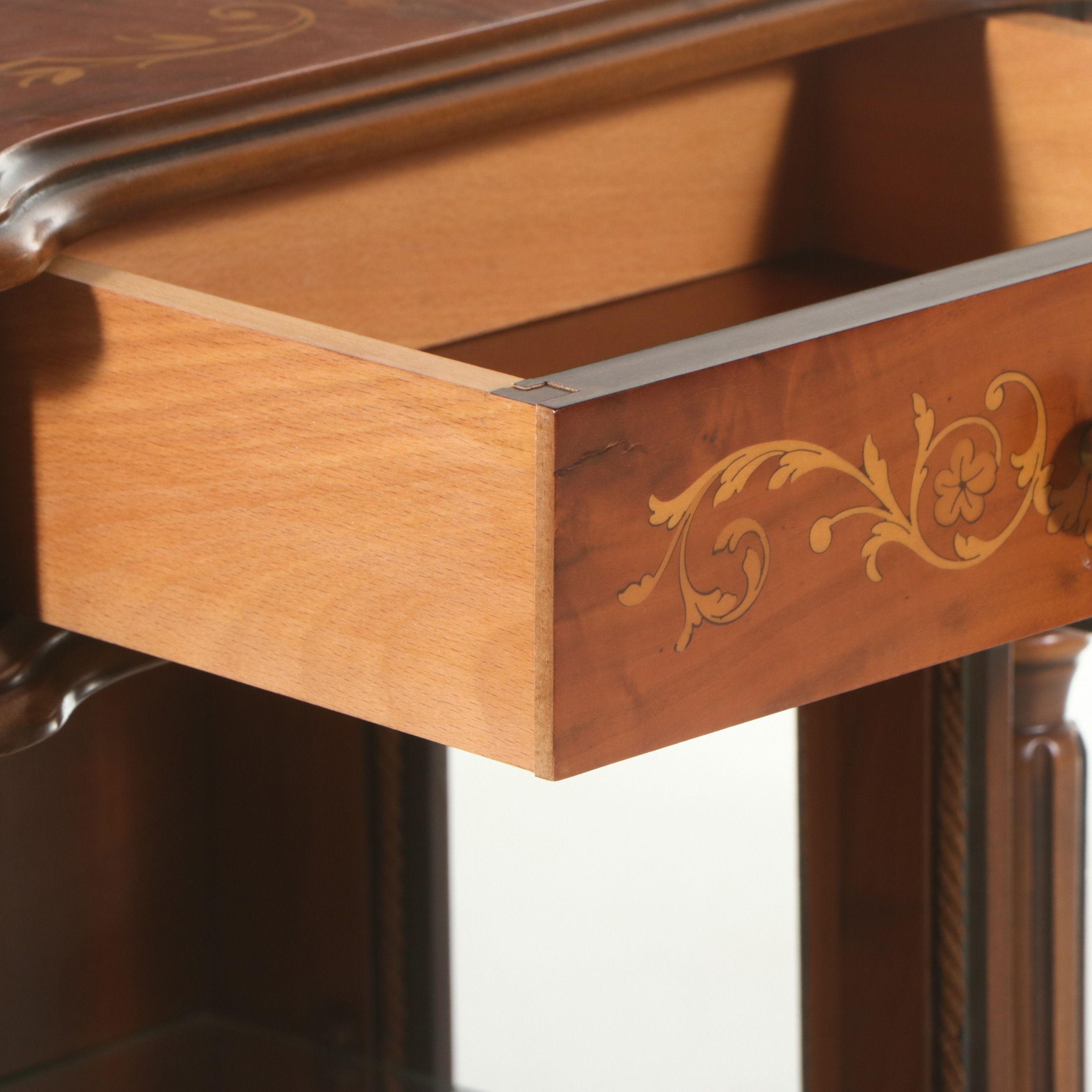 Italian Provincial Style Marquetry Inlaid Vitrine