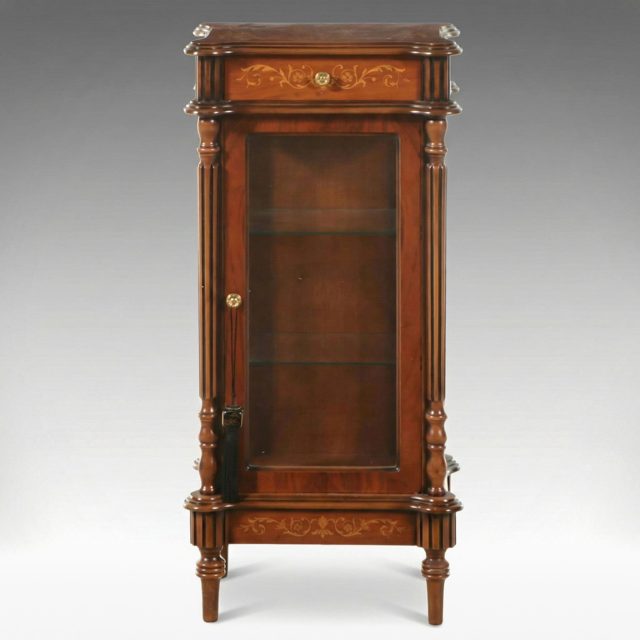 Italian Provincial Style Marquetry Inlaid Vitrine