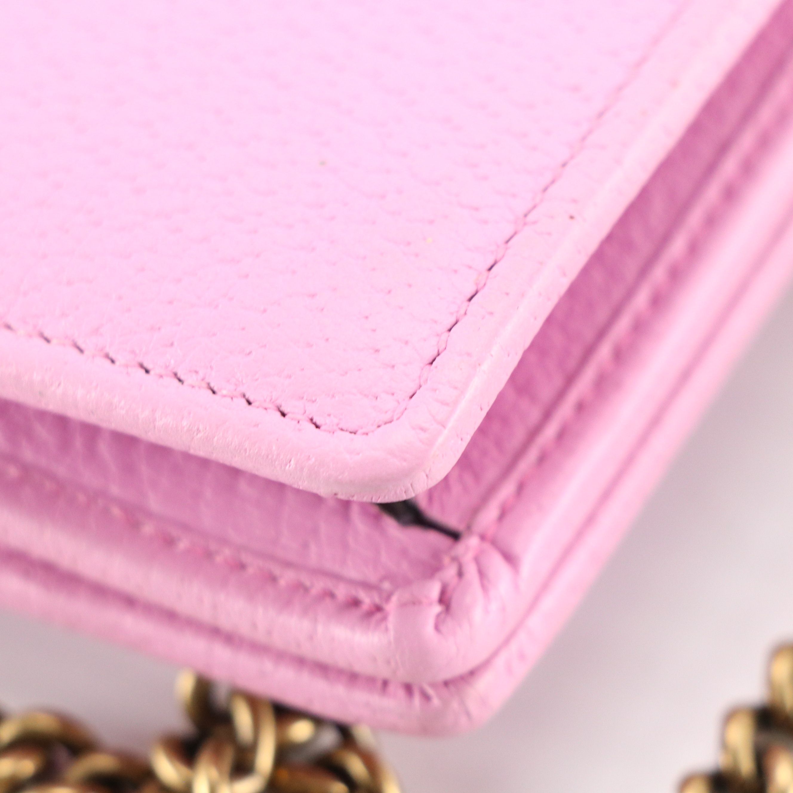 Gucci GG Marmont Marquise Crystal Wallet on Chain in Pink Leather