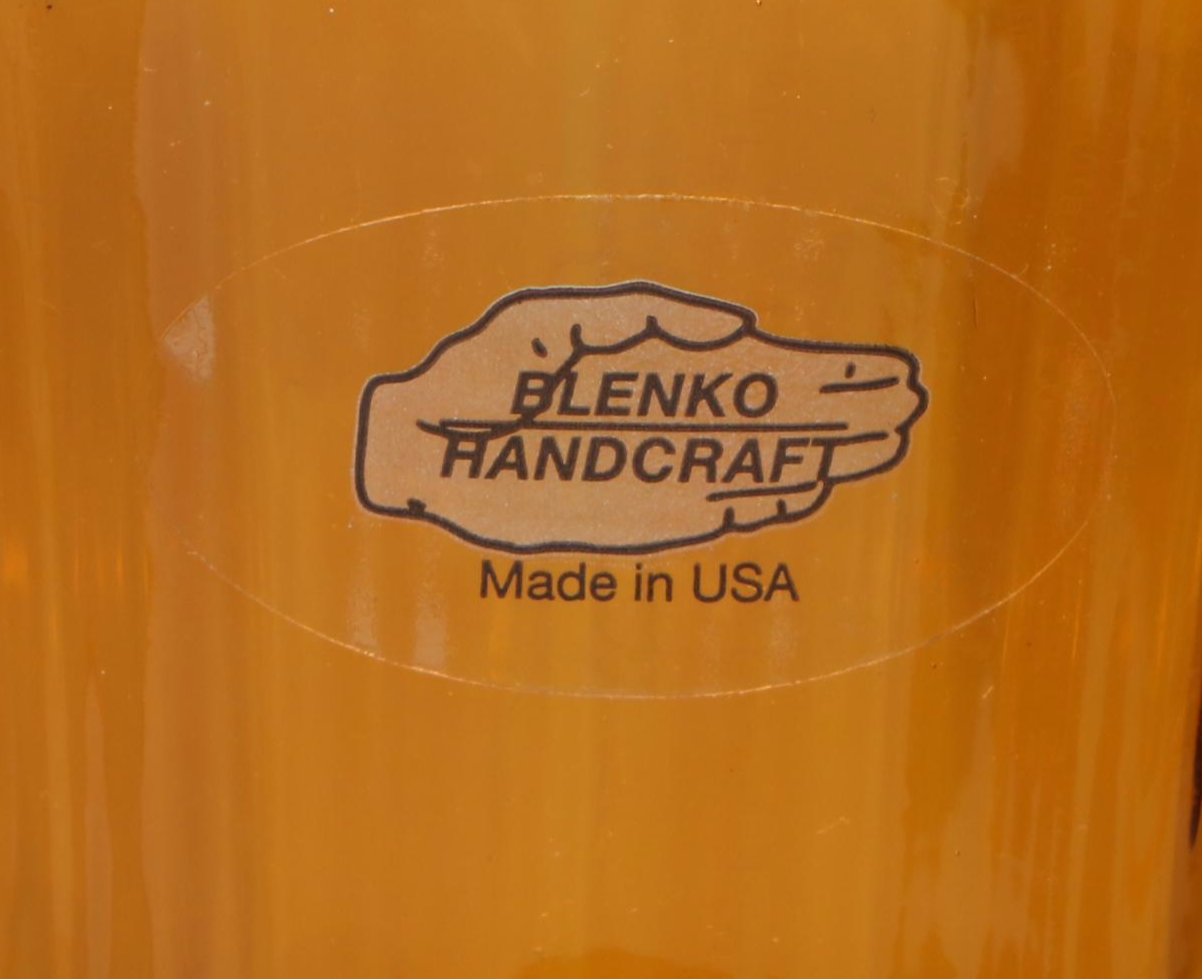 Blenko Amberina Glass Water Bottle and Crackle Glass Decanter