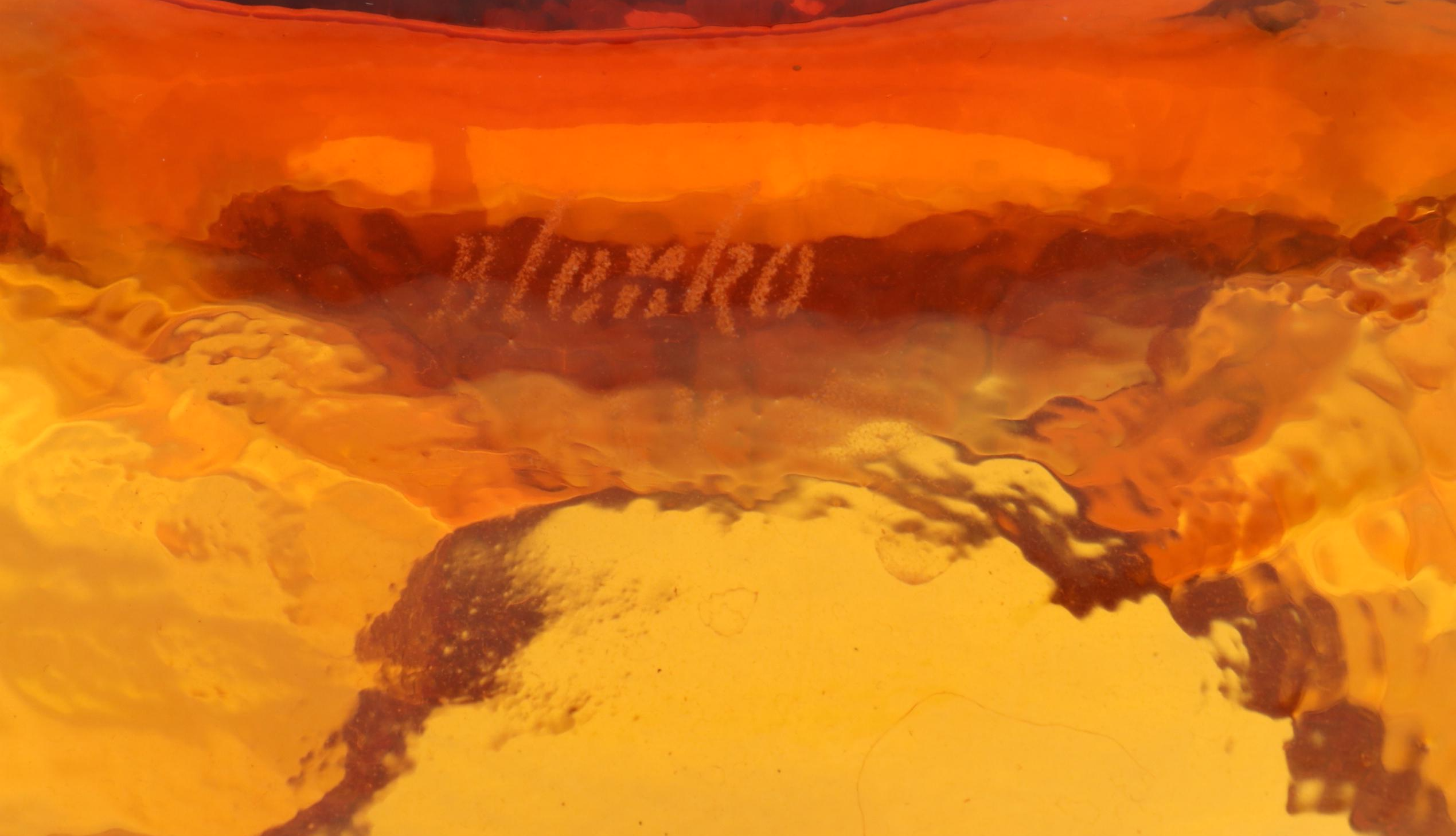 Blenko Amberina Glass Water Bottle and Crackle Glass Decanter