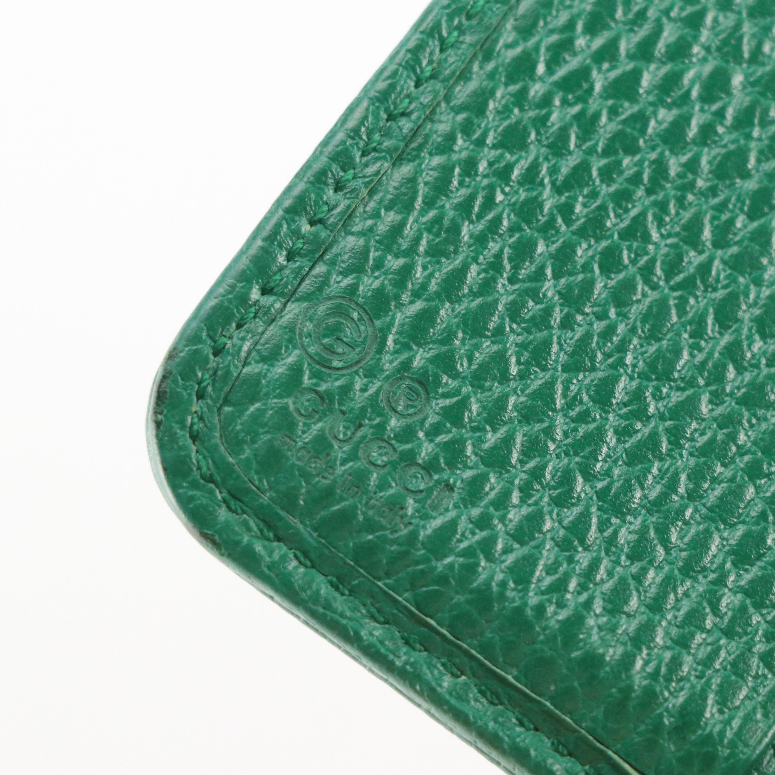 Gucci Compact Bifold Zip Wallet in GG Canvas and Green Calfskin Leather