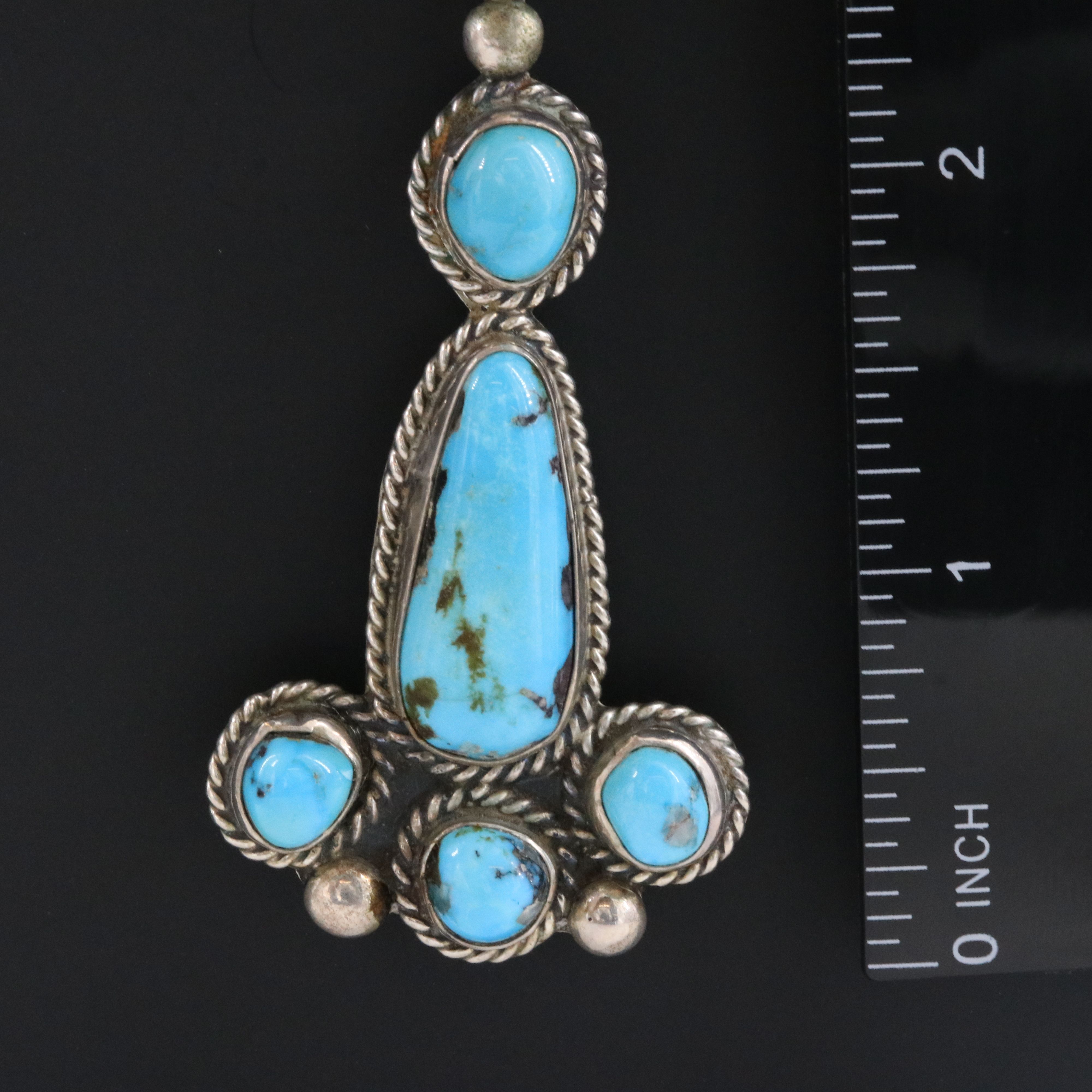 Southwestern Sterling Turquoise Necklace with Rope Detail