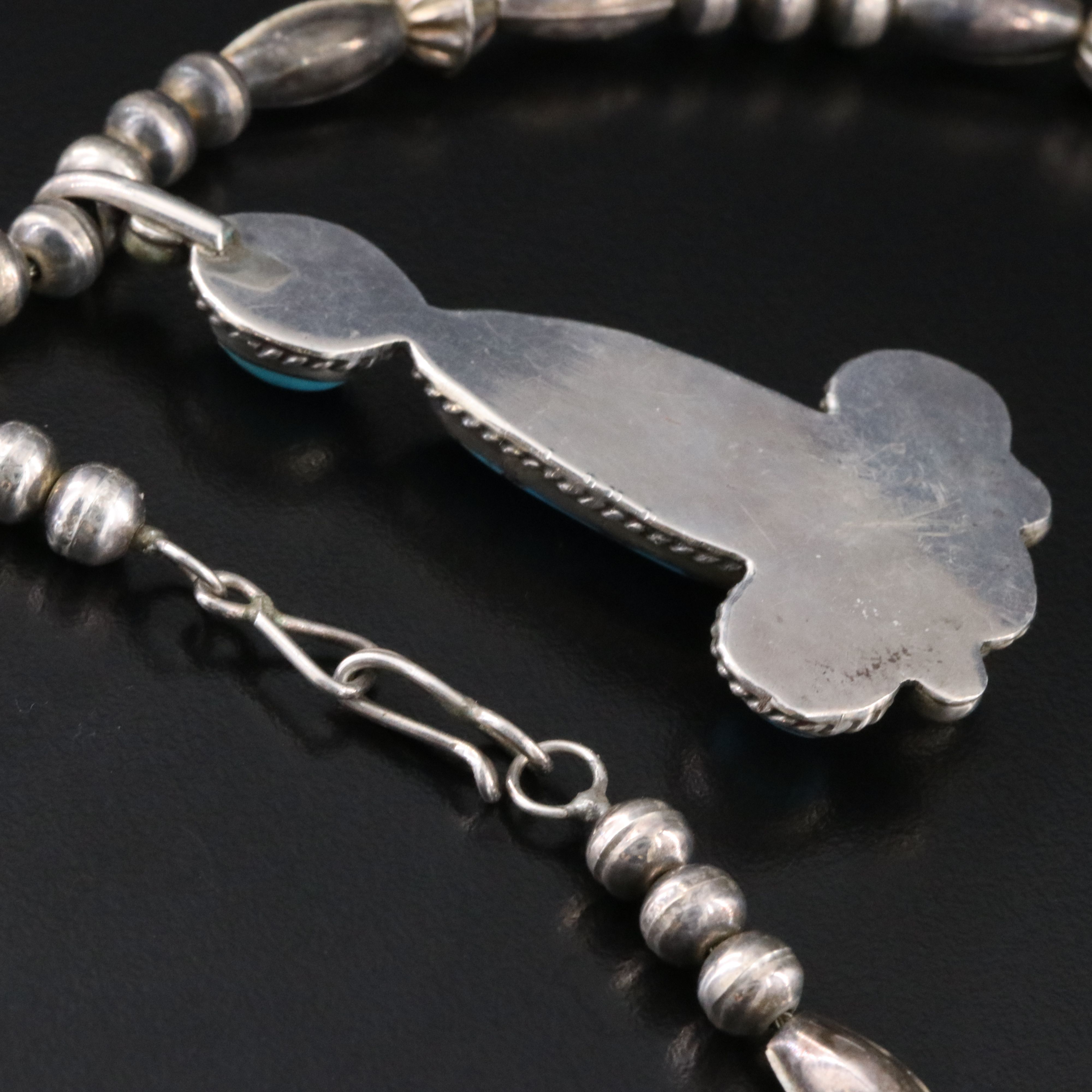 Southwestern Sterling Turquoise Necklace with Rope Detail