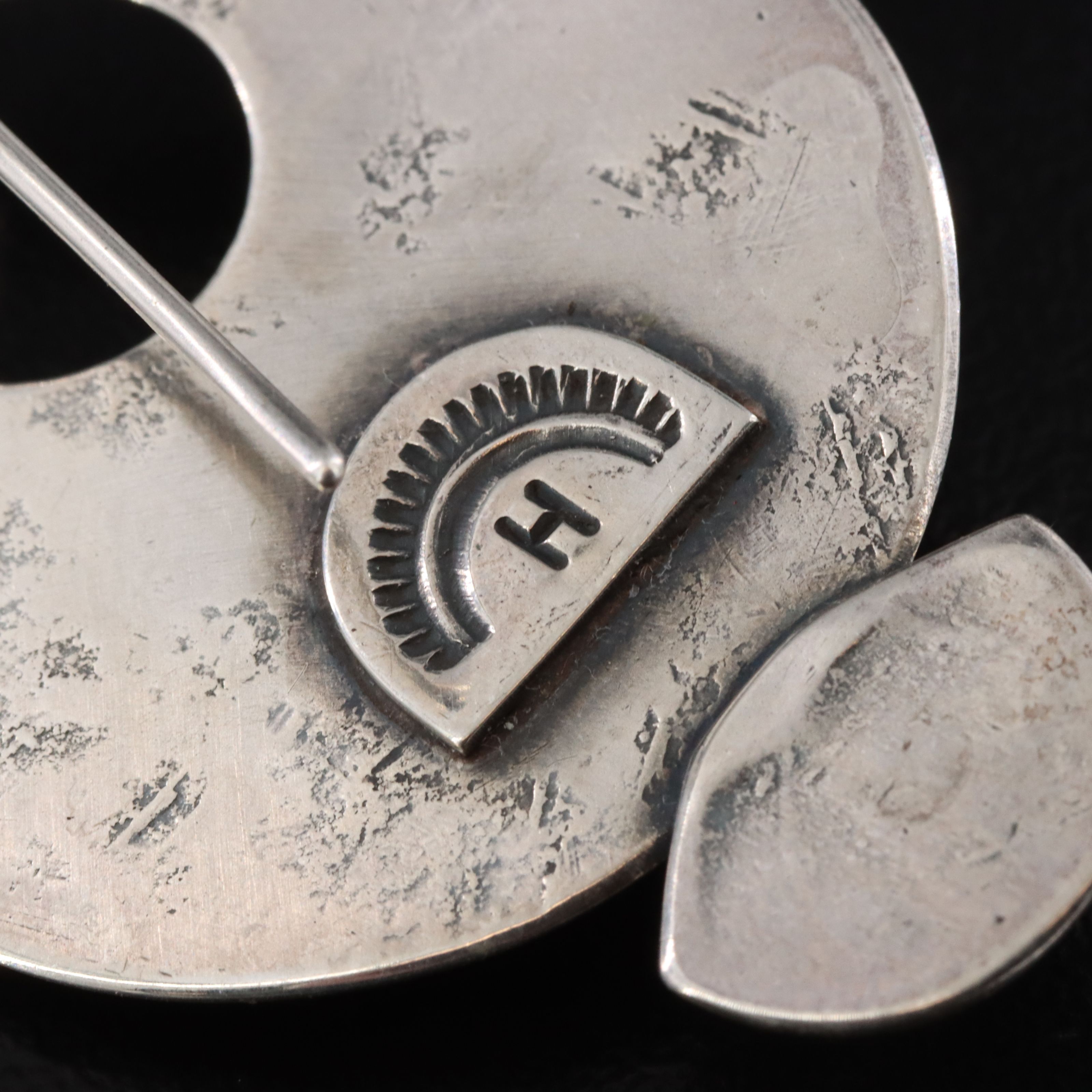 Signed Southwestern Sterling Turquoise Stampwork Earrings