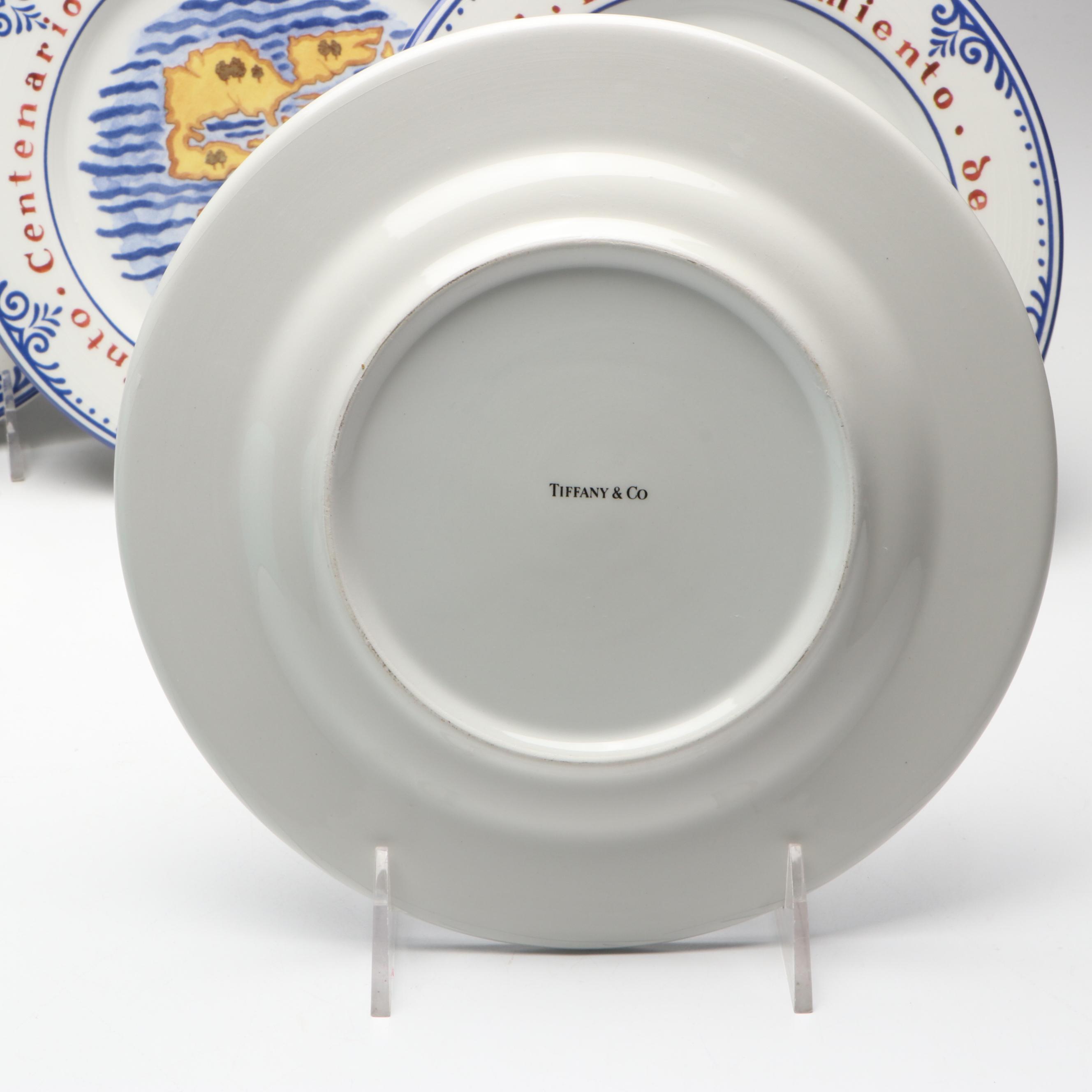 Tiffany & Co. "Quinto Centenario" Porcelain Salad or Dessert Plates, 1992-1993