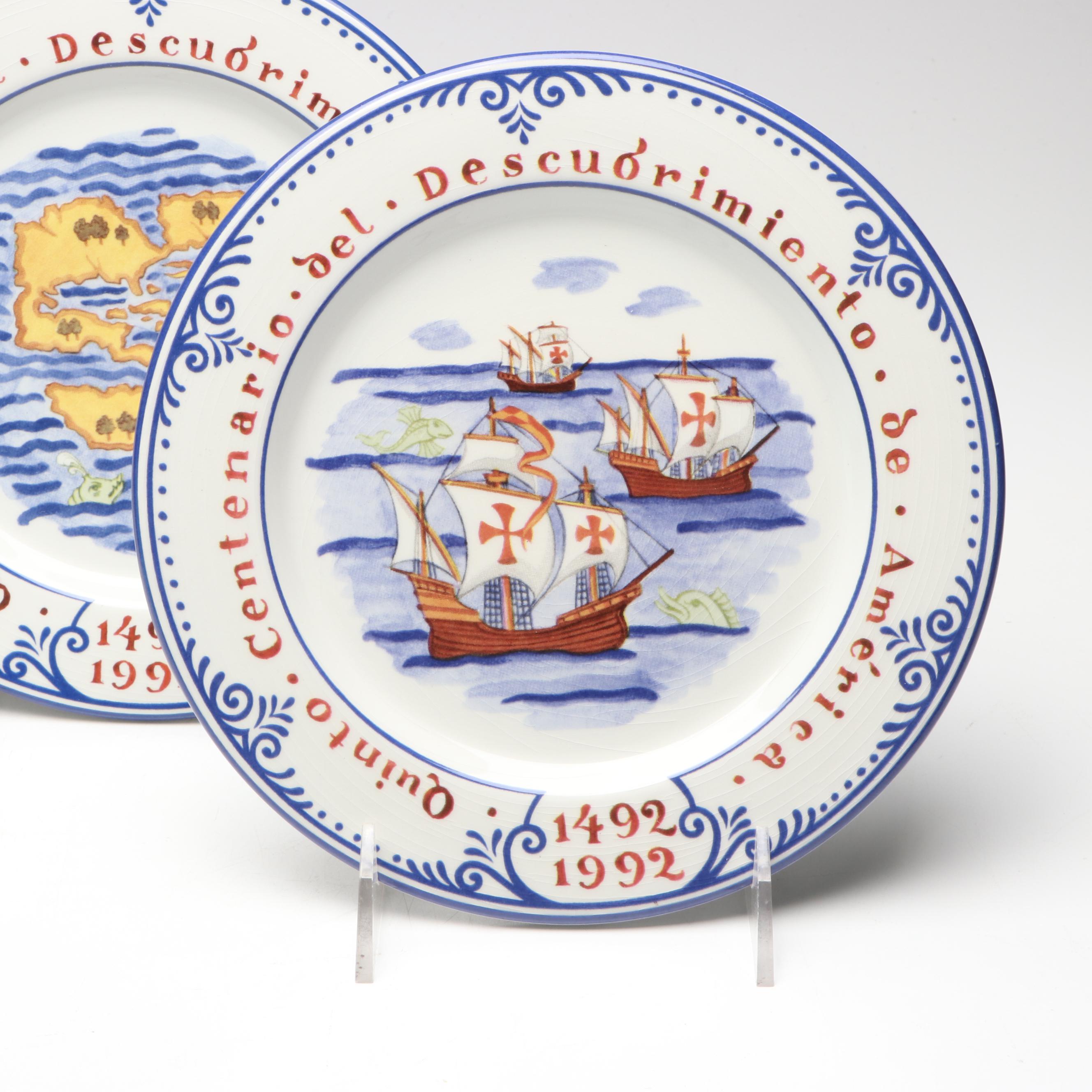 Tiffany & Co. "Quinto Centenario" Porcelain Salad or Dessert Plates, 1992-1993