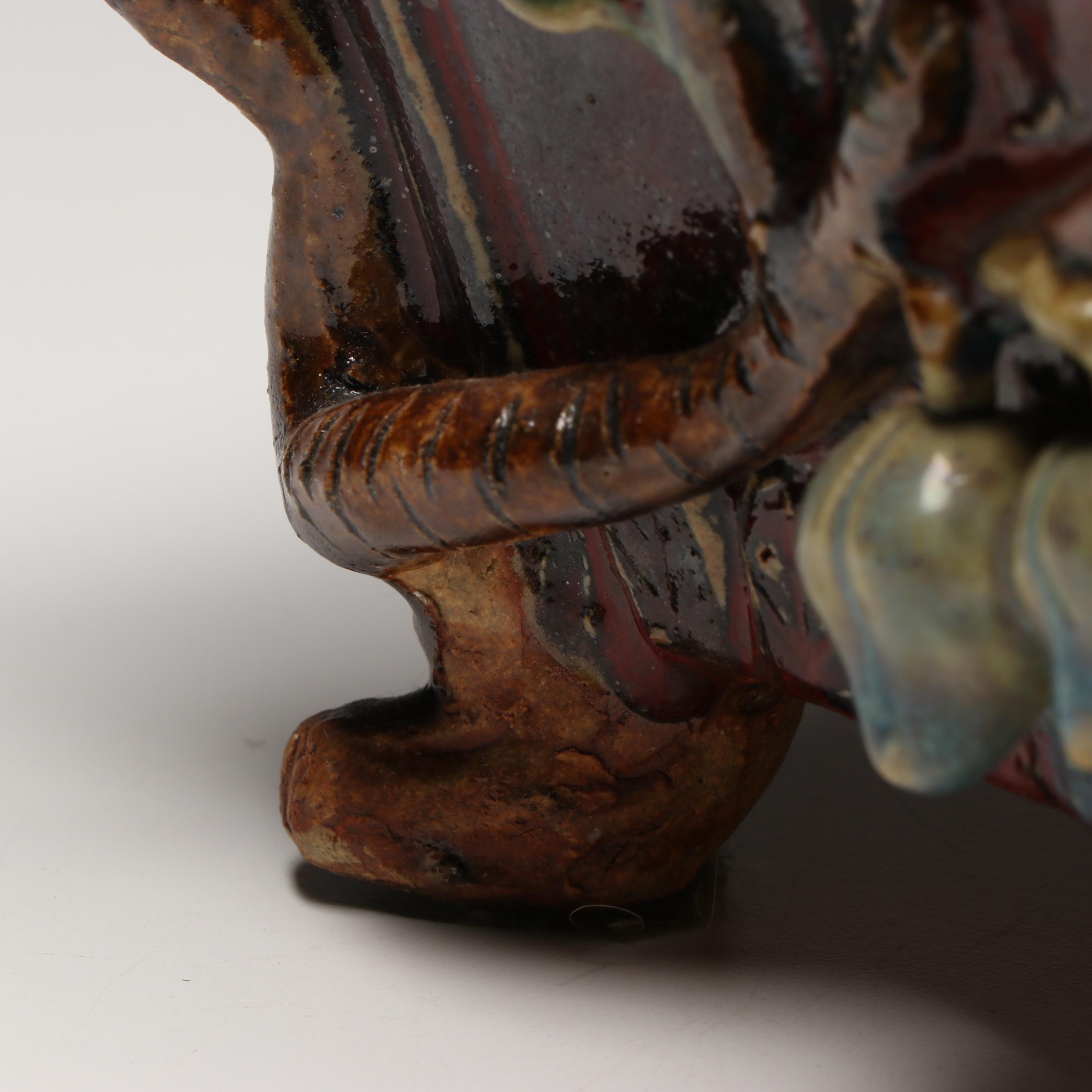 Chinese Majolica Frog Footed Planter, Leaf Tray and Teapot