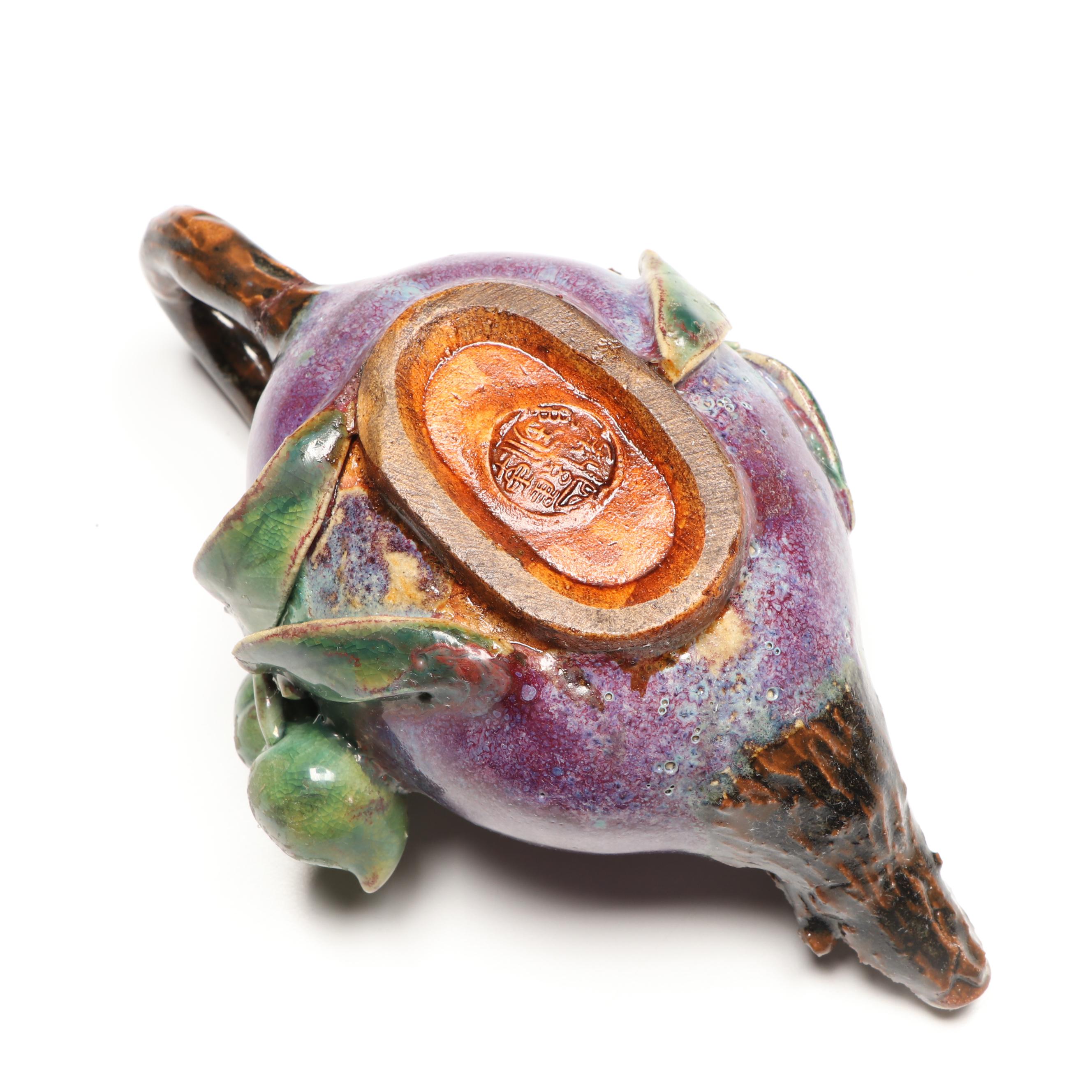 Chinese Majolica Frog Footed Planter, Leaf Tray and Teapot