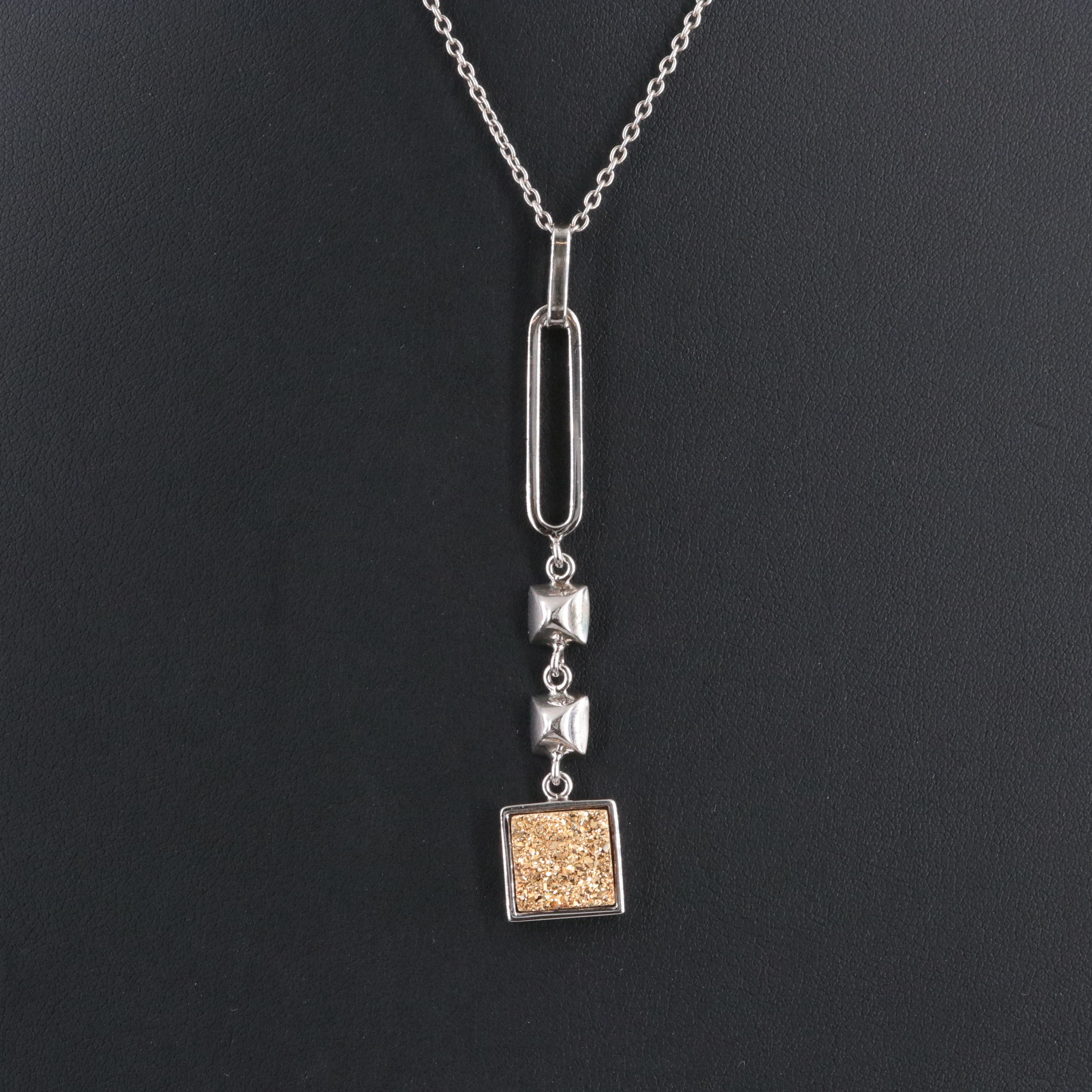 Frederic Duclos Sterling Druzy Pendant Necklace