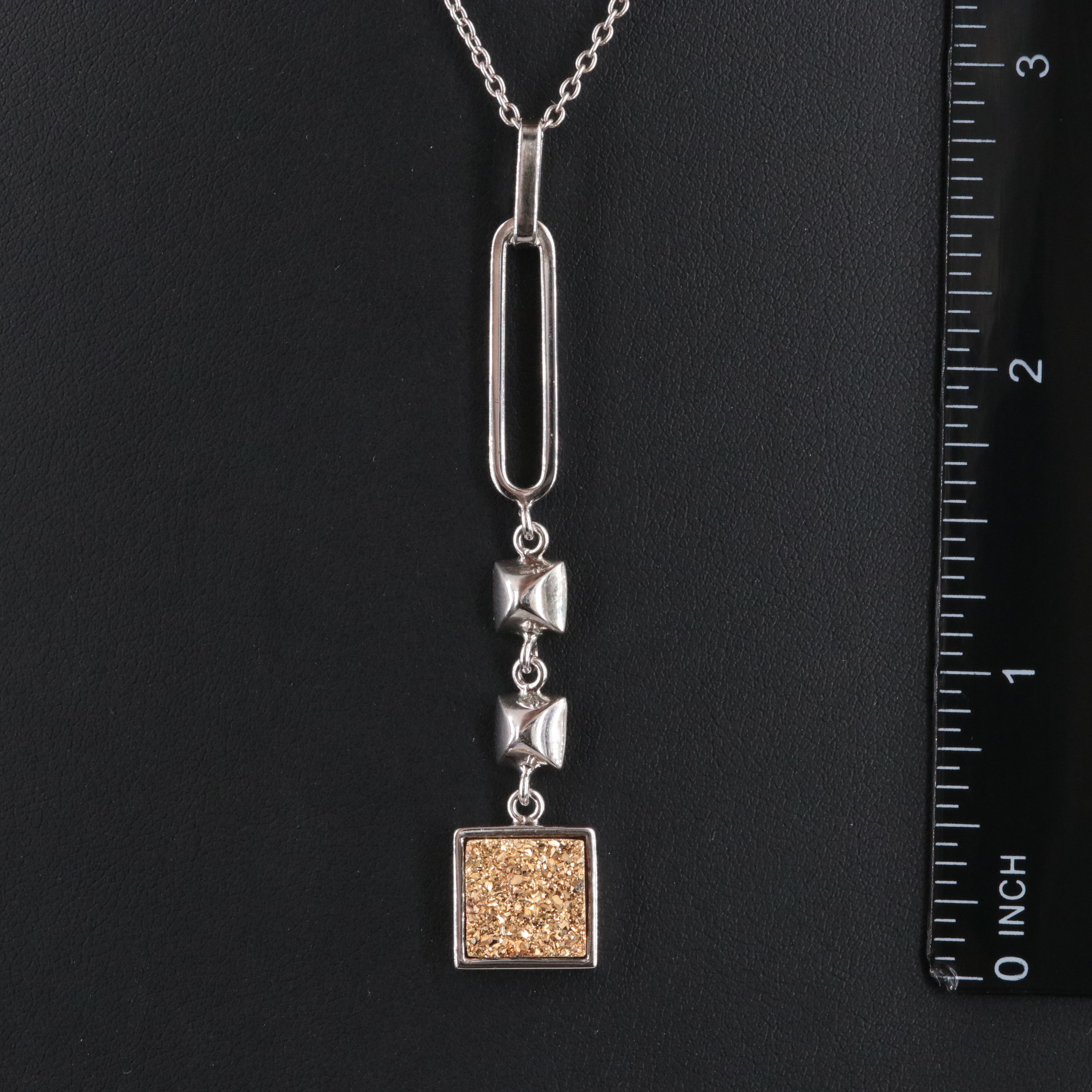 Frederic Duclos Sterling Druzy Pendant Necklace