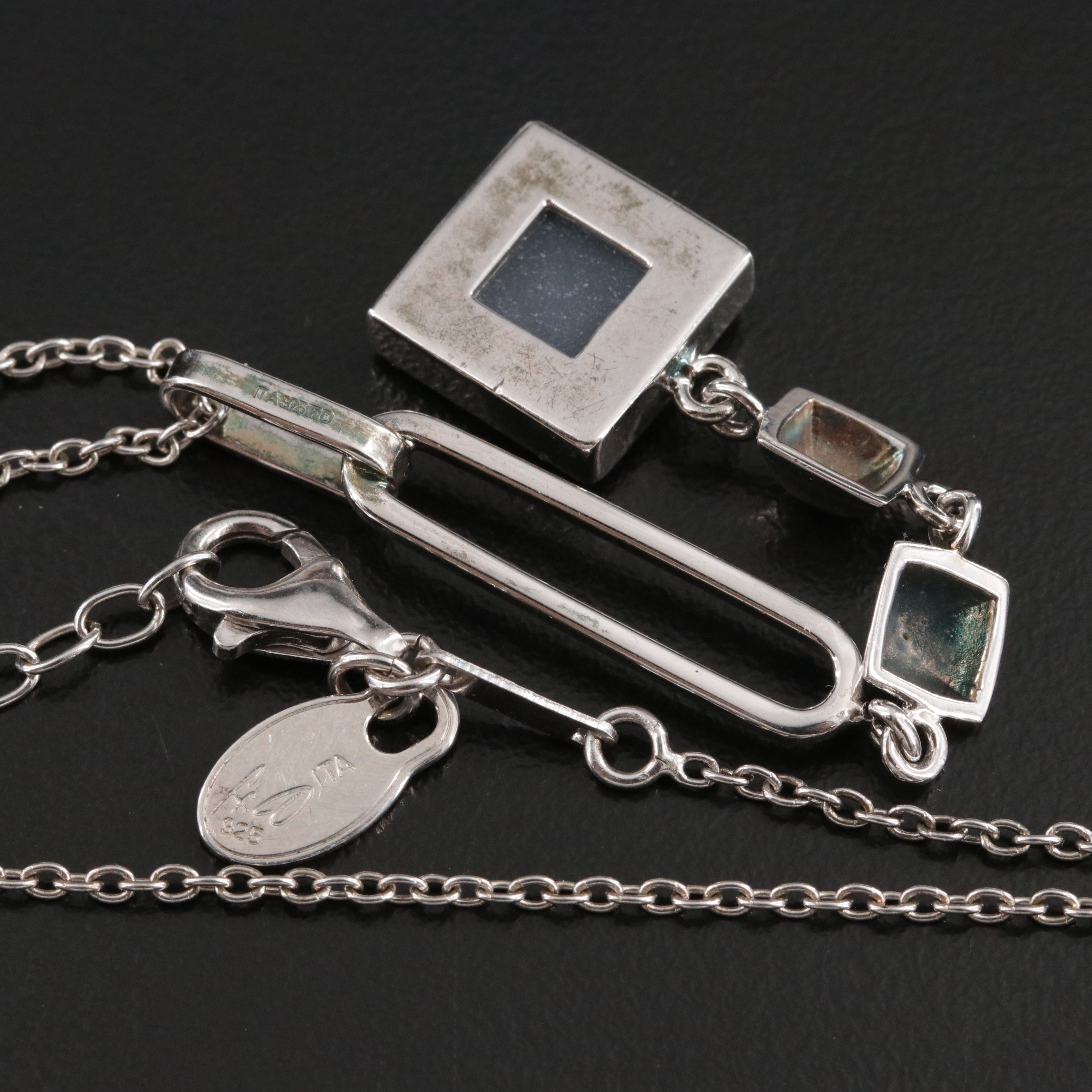 Frederic Duclos Sterling Druzy Pendant Necklace