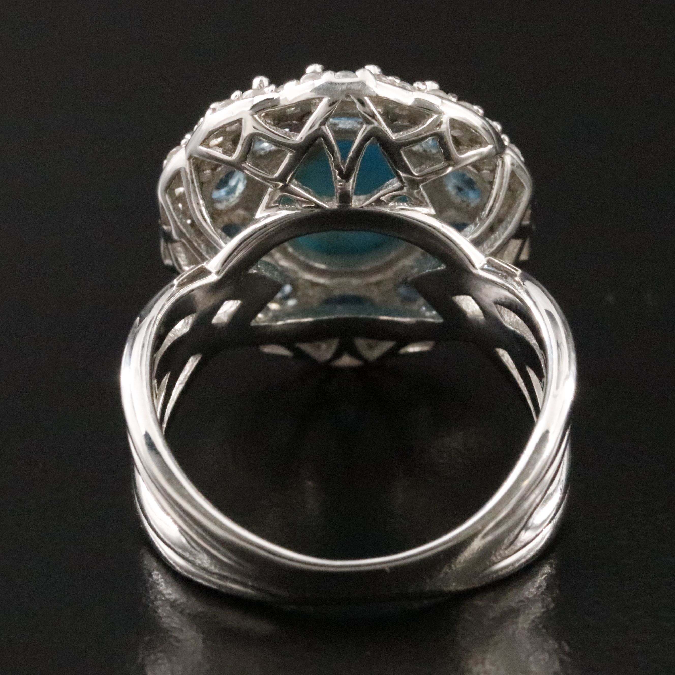 Sterling Turquoise, Blue and White Topaz Ring