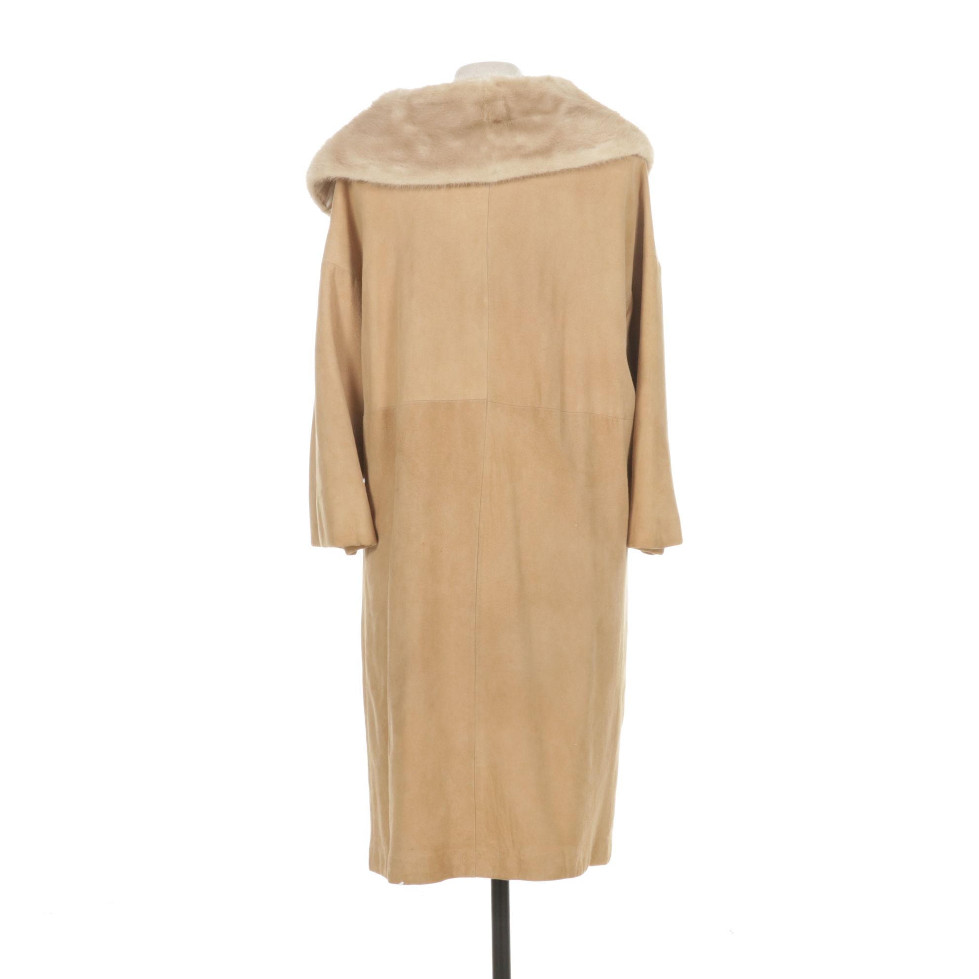 1960s Tan Suede Swing Jacket with Mink Fur Collar