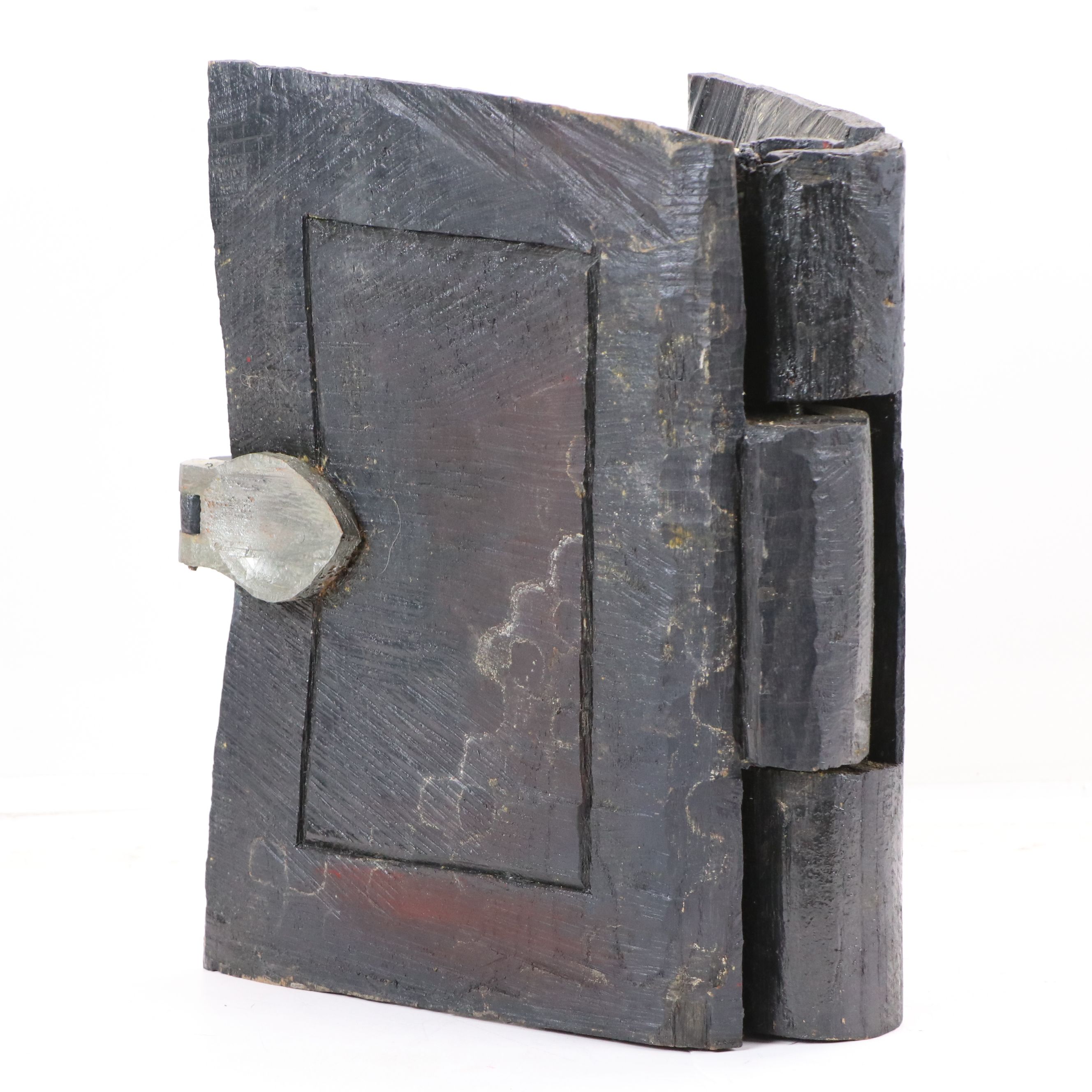 Hand-Carved Wooden Folk Art Pop-Up Book Sculpture with Tree, 20th Century