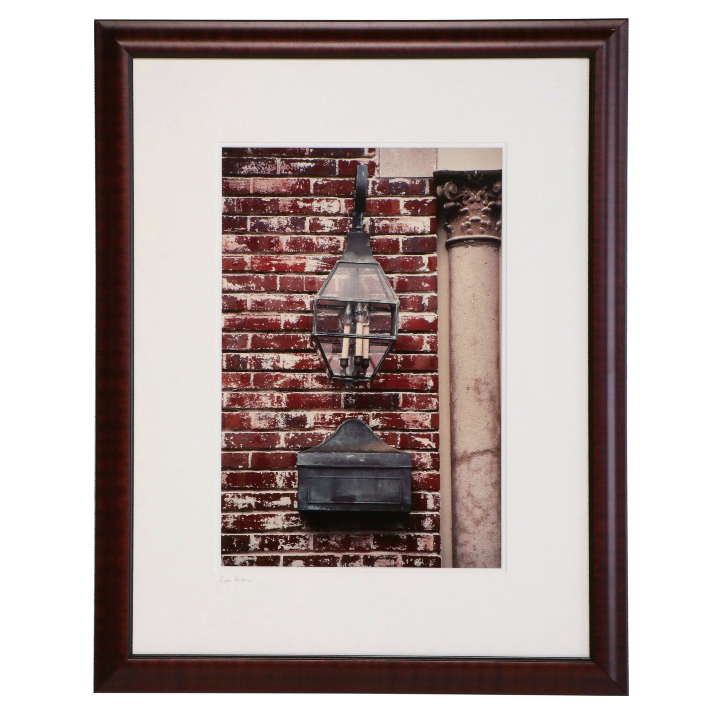 Lydia Parker Color Photographic Print of Lantern and Mailbox