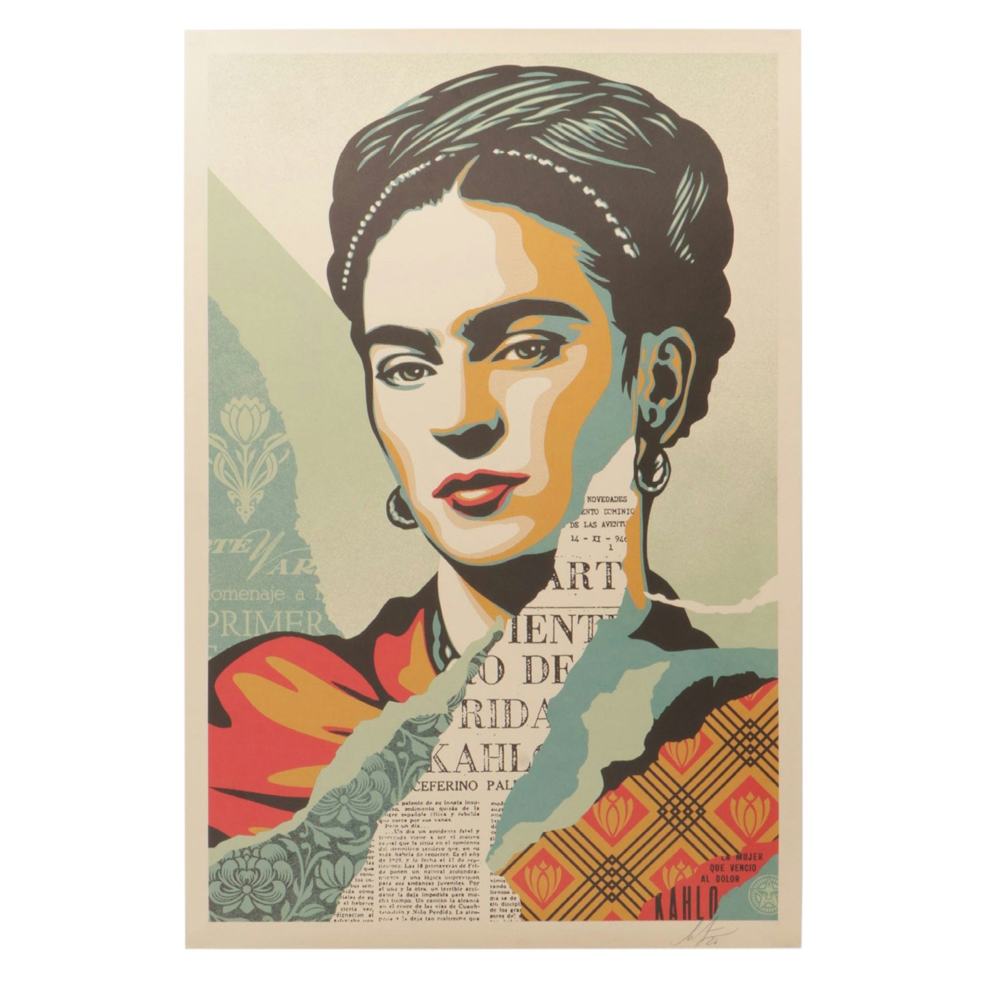 Shepard Fairey Offset Lithograph "The Woman Who Defeated Pain (Frida Kahlo)"