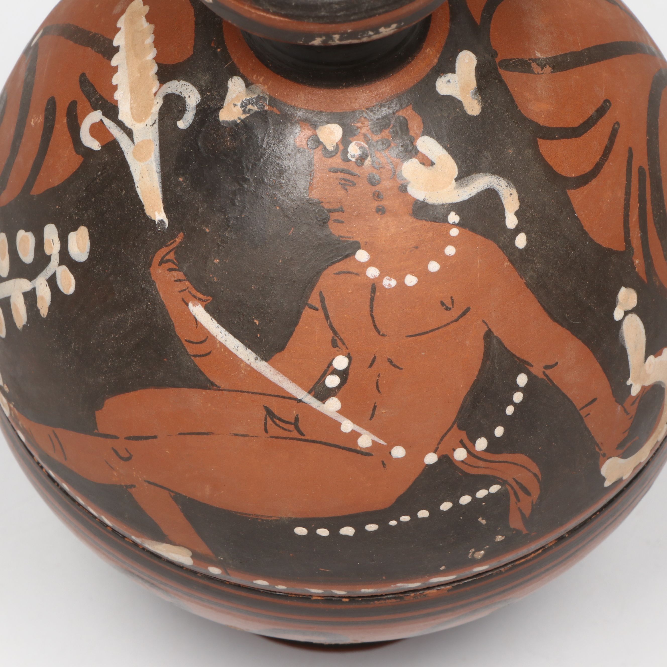Greek Apulian Red Figure Style Covered Pyxis