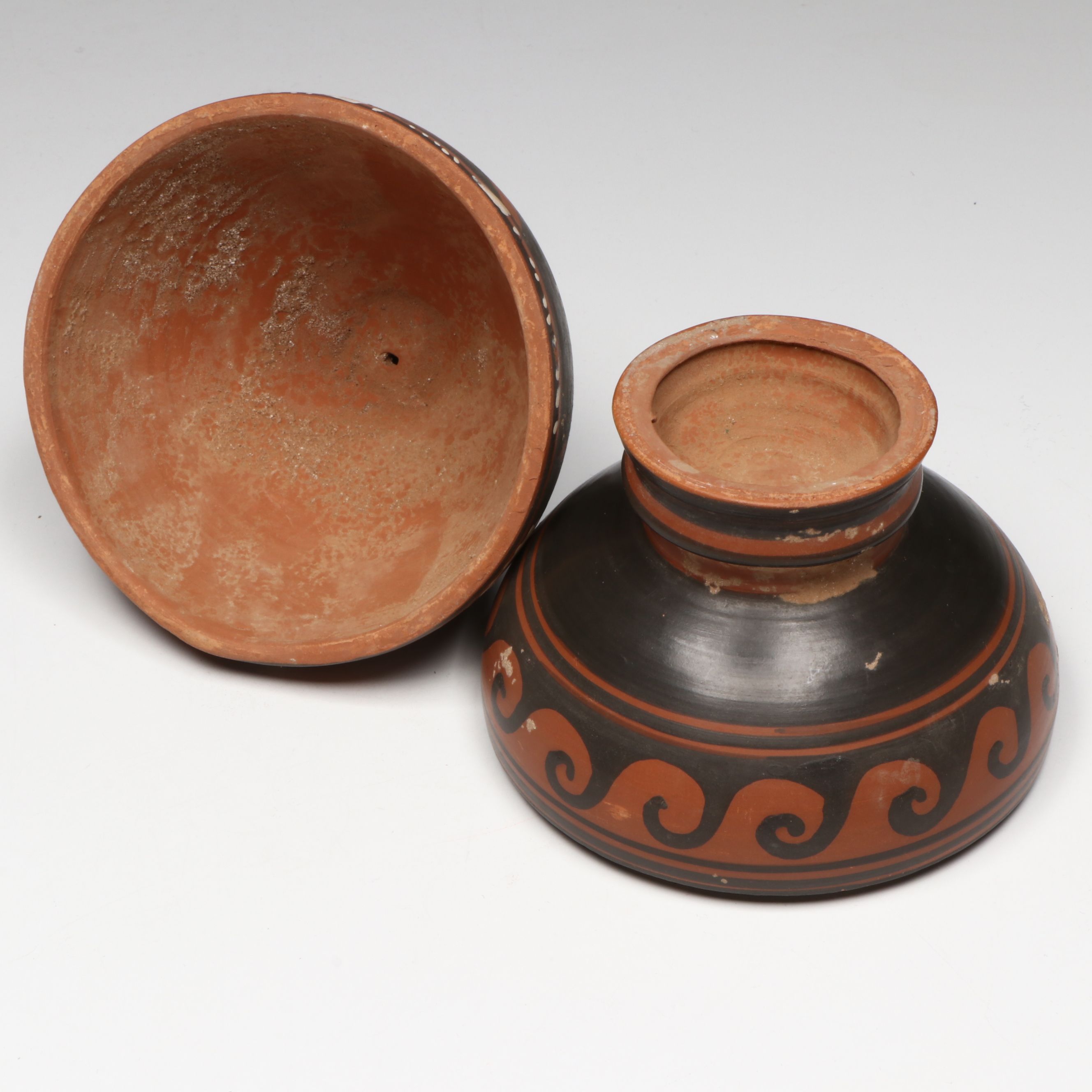 Greek Apulian Red Figure Style Covered Pyxis