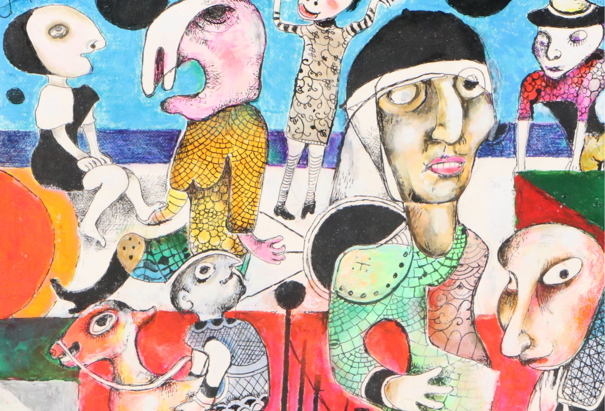 Nikolay Manuylov "Kuk" Surrealistic Oil Panting with Figures, 2024