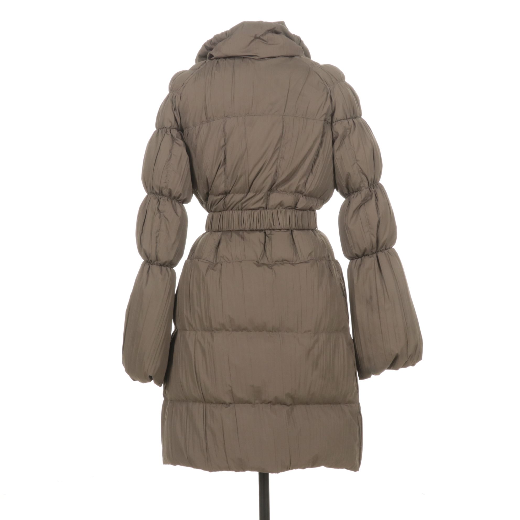 Les Copains Taupe Brown Belted Goose Down Puffer Coat