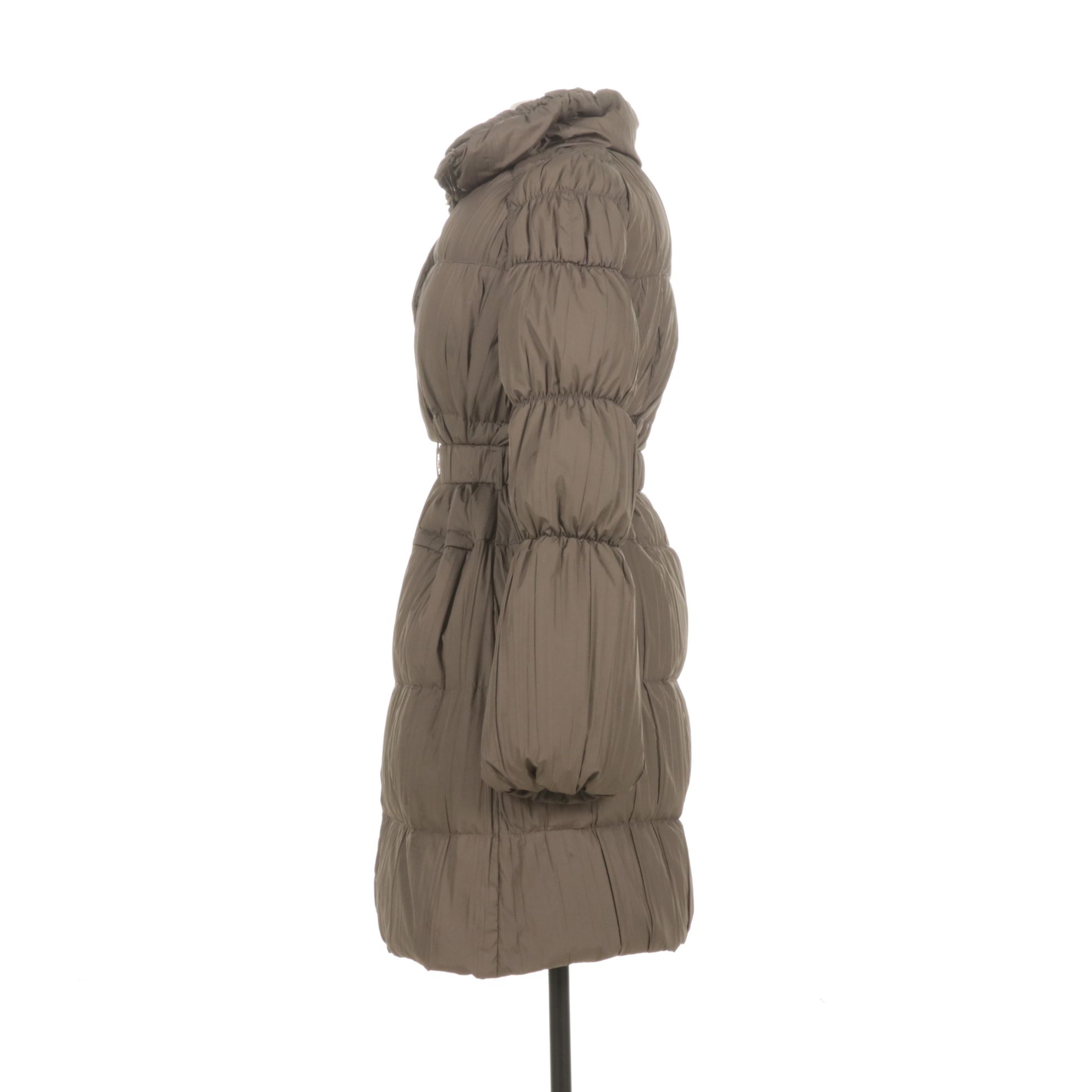 Les Copains Taupe Brown Belted Goose Down Puffer Coat
