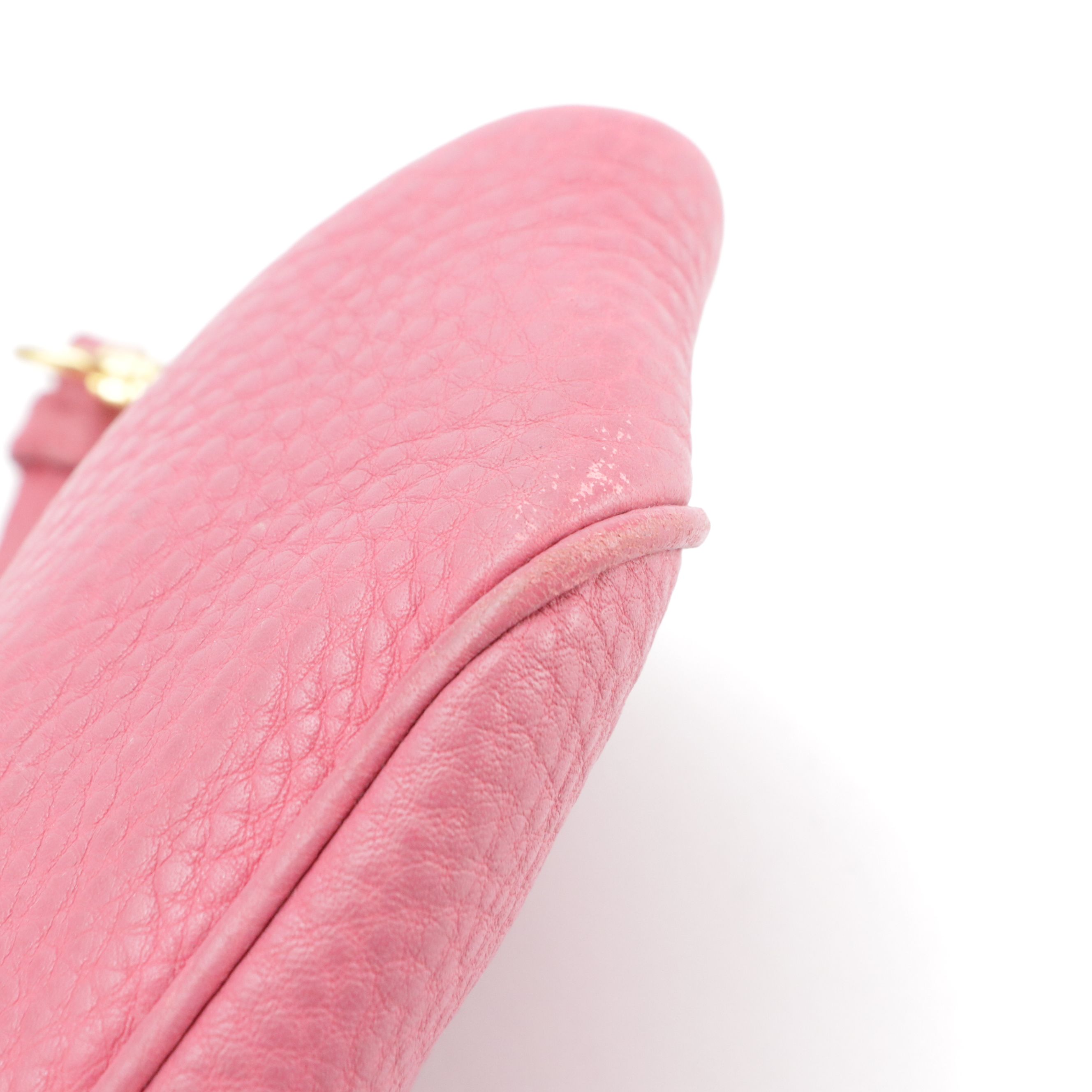 Prada Mini Zippered Shoulder Bag in Pink Vitello Daino Leather