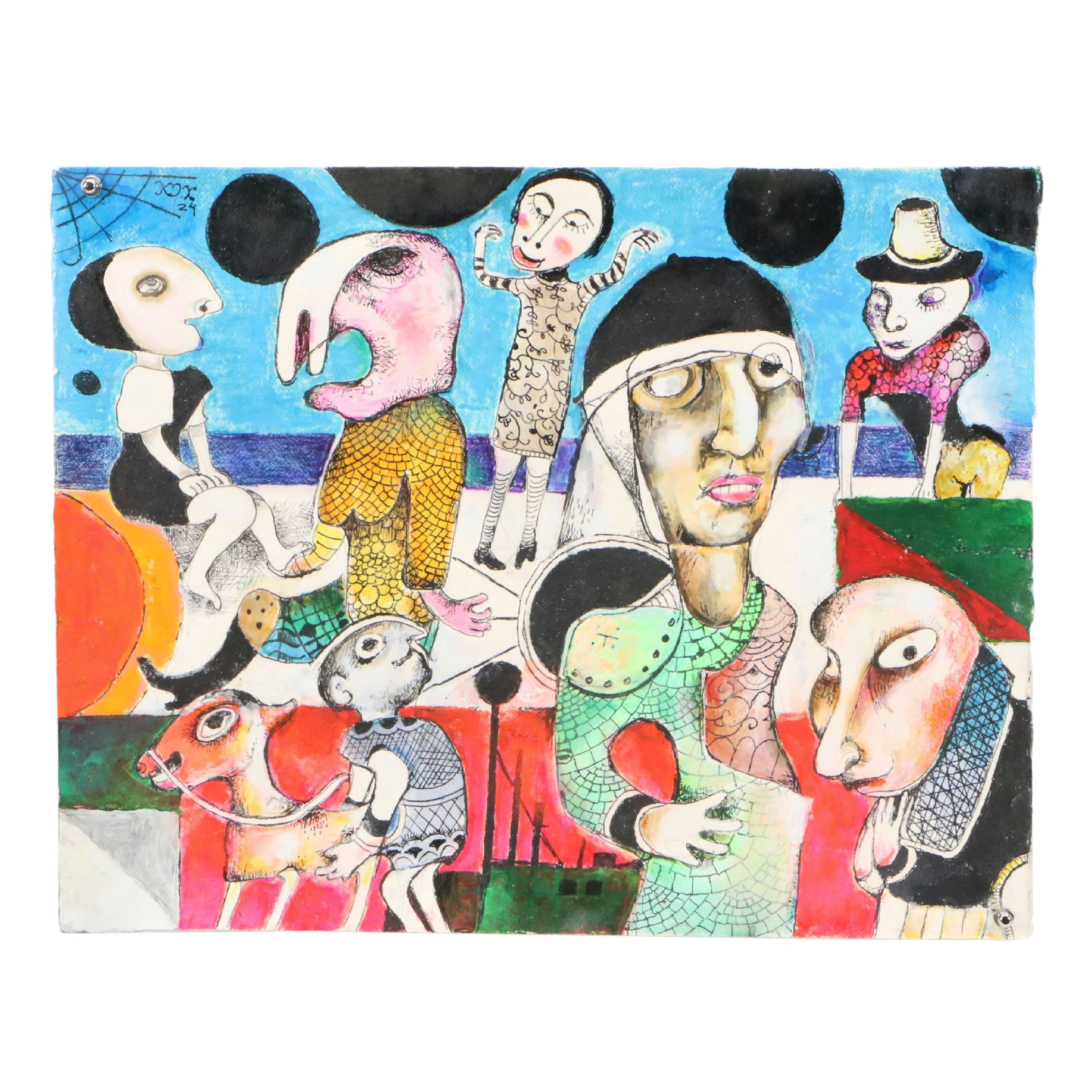 Nikolay Manuylov "Kuk" Surrealistic Oil Panting with Figures, 2024