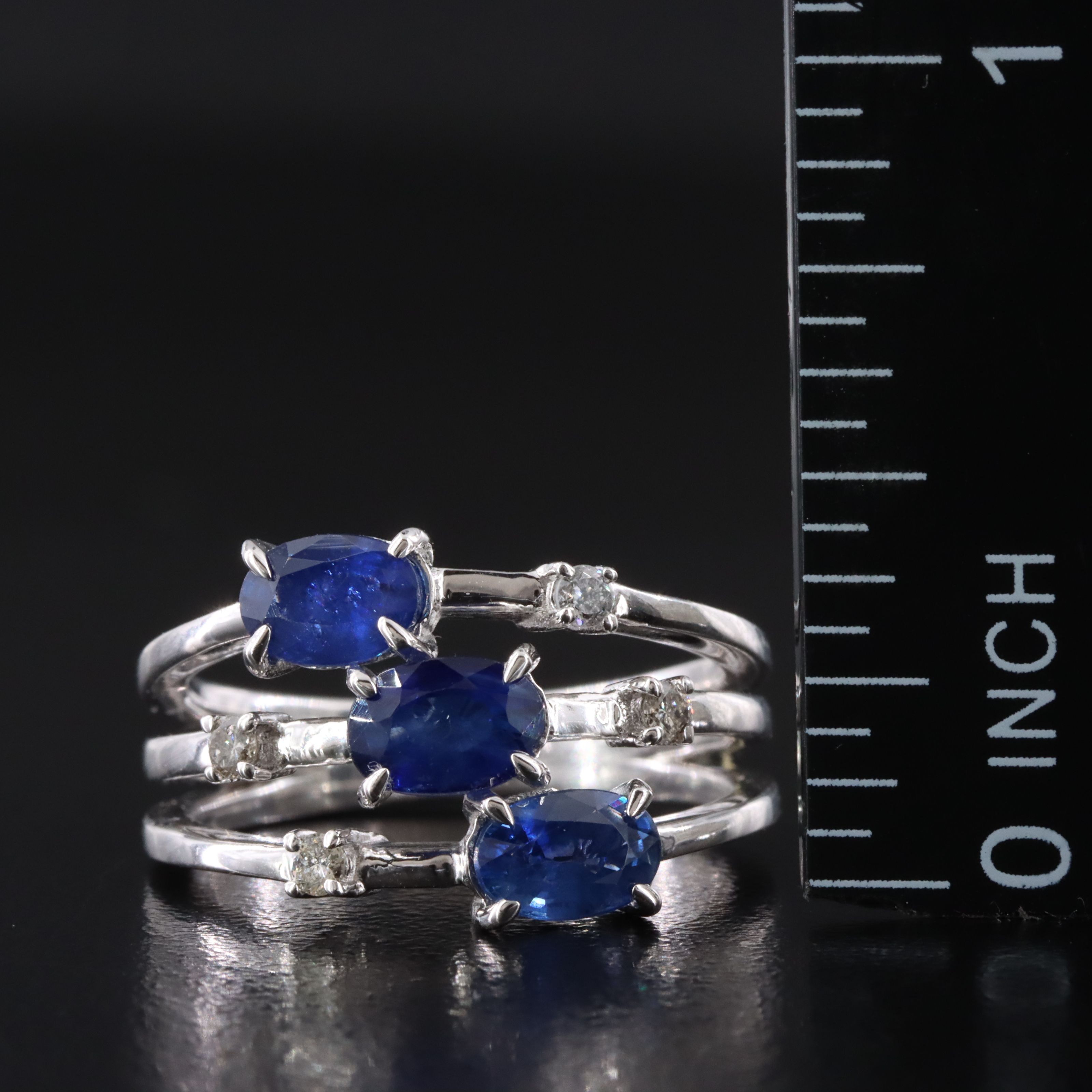 Oscar Friedman Sterling Sapphire and Diamond Ring