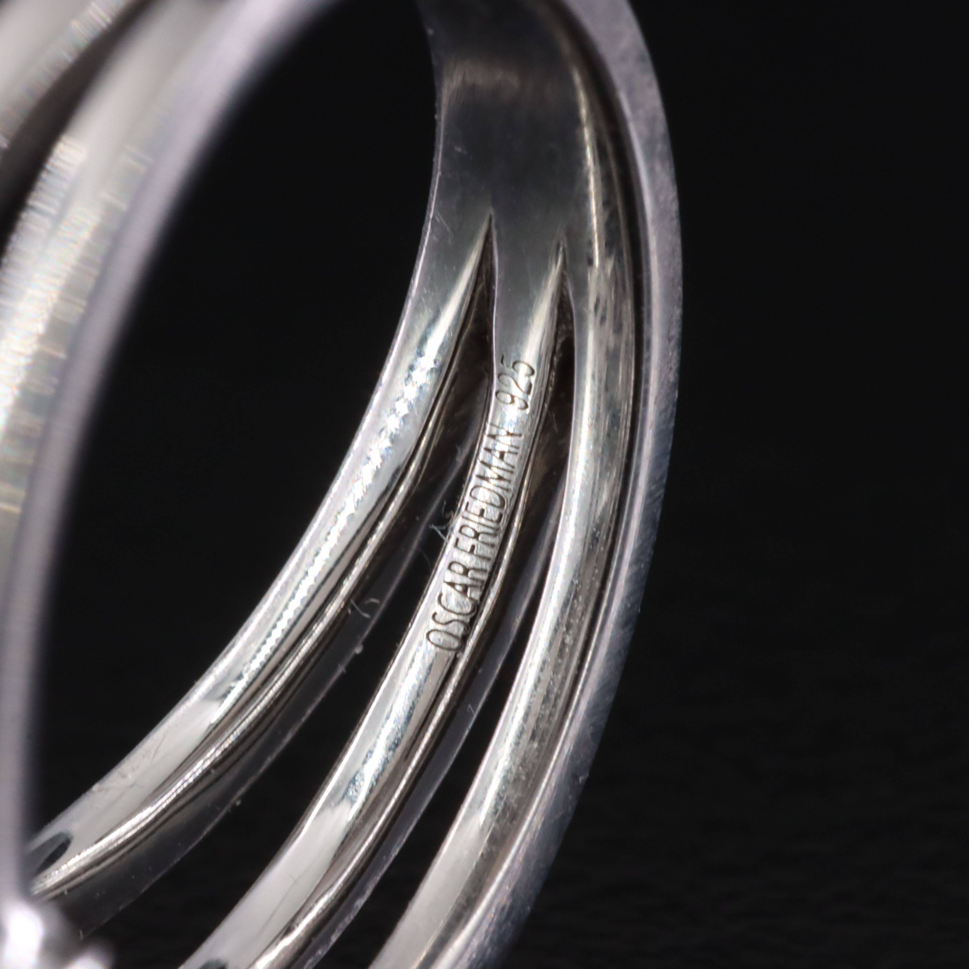 Oscar Friedman Sterling Sapphire and Diamond Ring