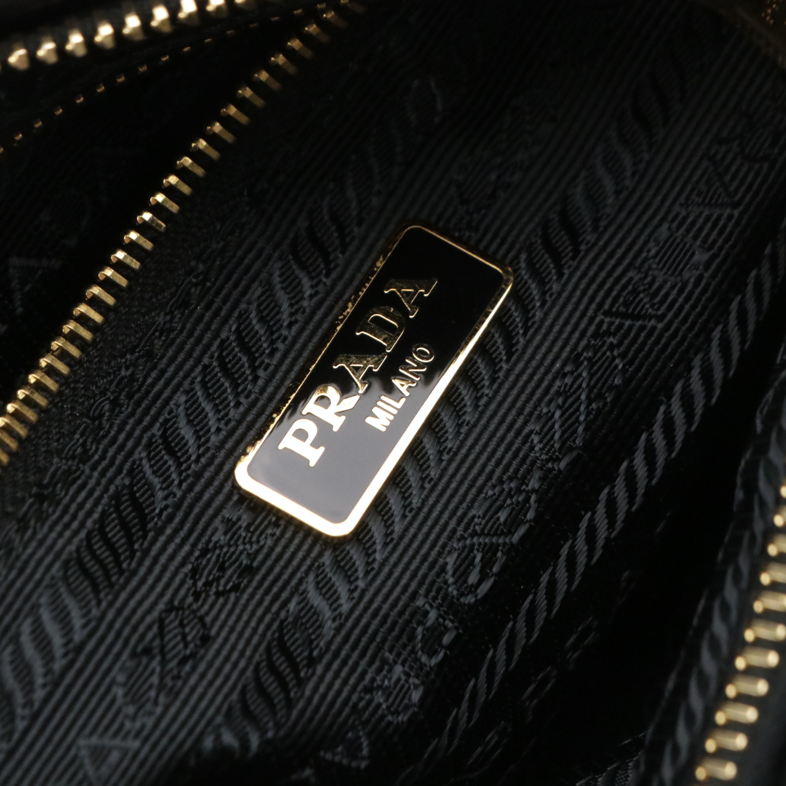 Prada Pleated Wristlet Clutch in Black Tessuto Nylon and Leather