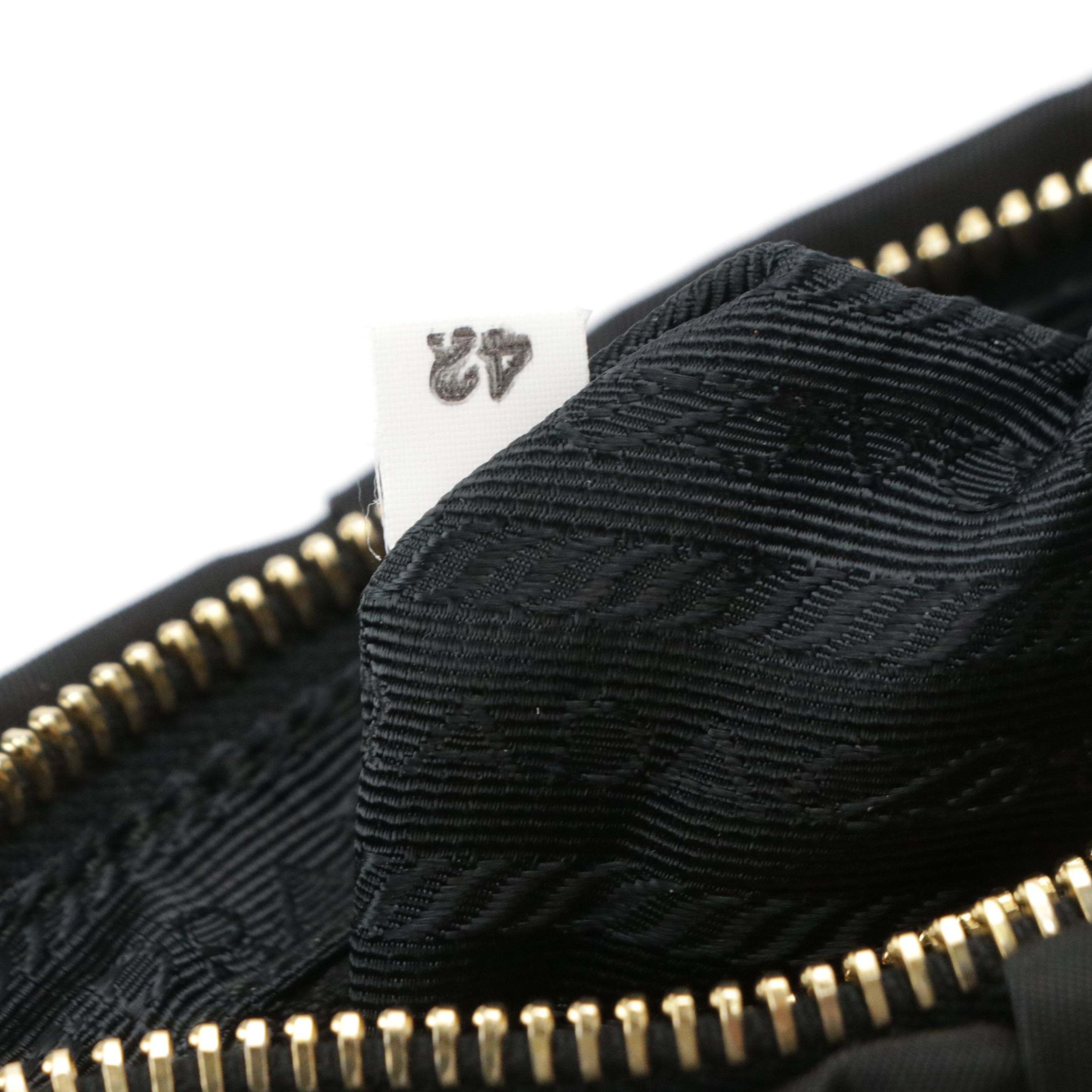 Prada Pleated Wristlet Clutch in Black Tessuto Nylon and Leather