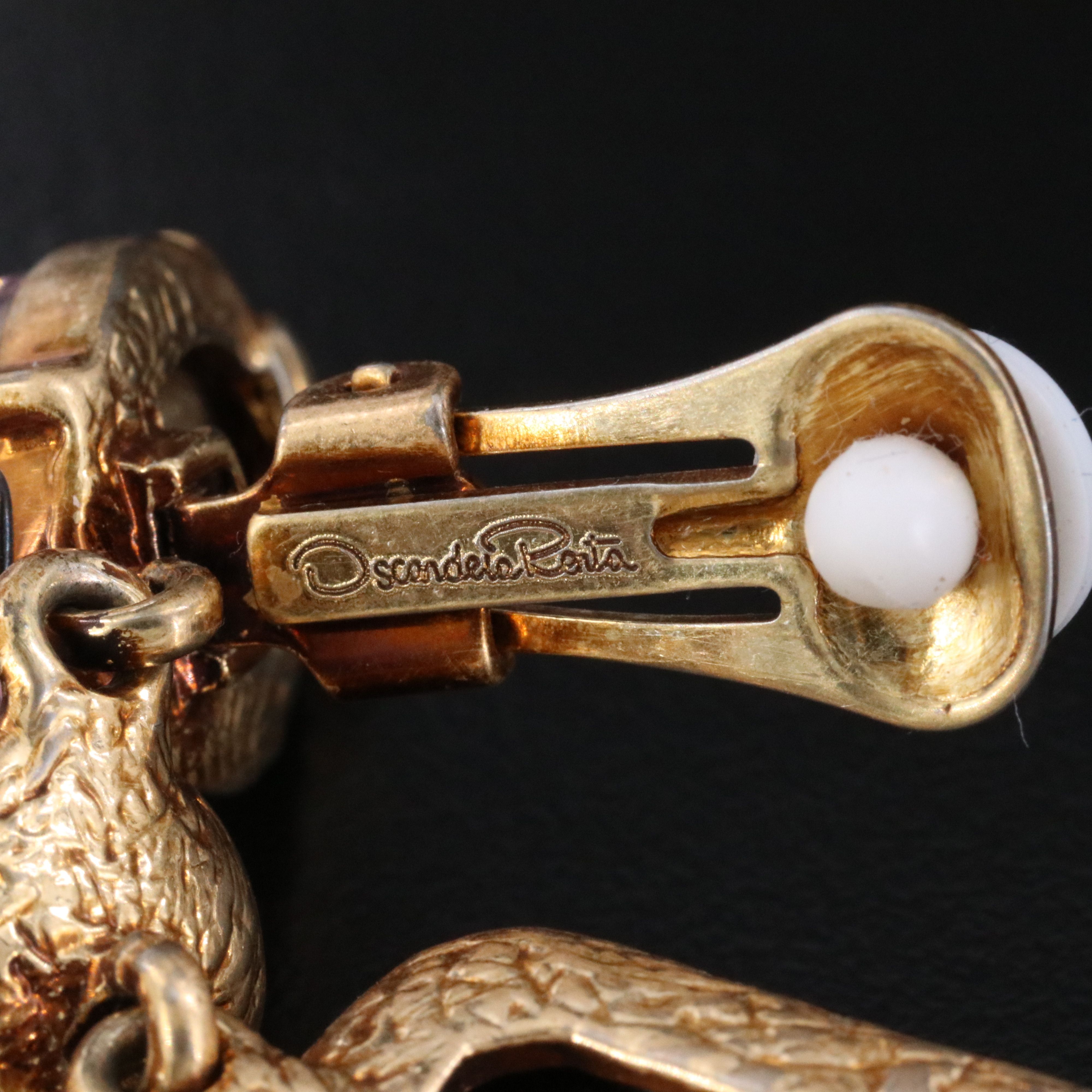 Oscar de la Renta Large Crystal Drop Clip Earrings