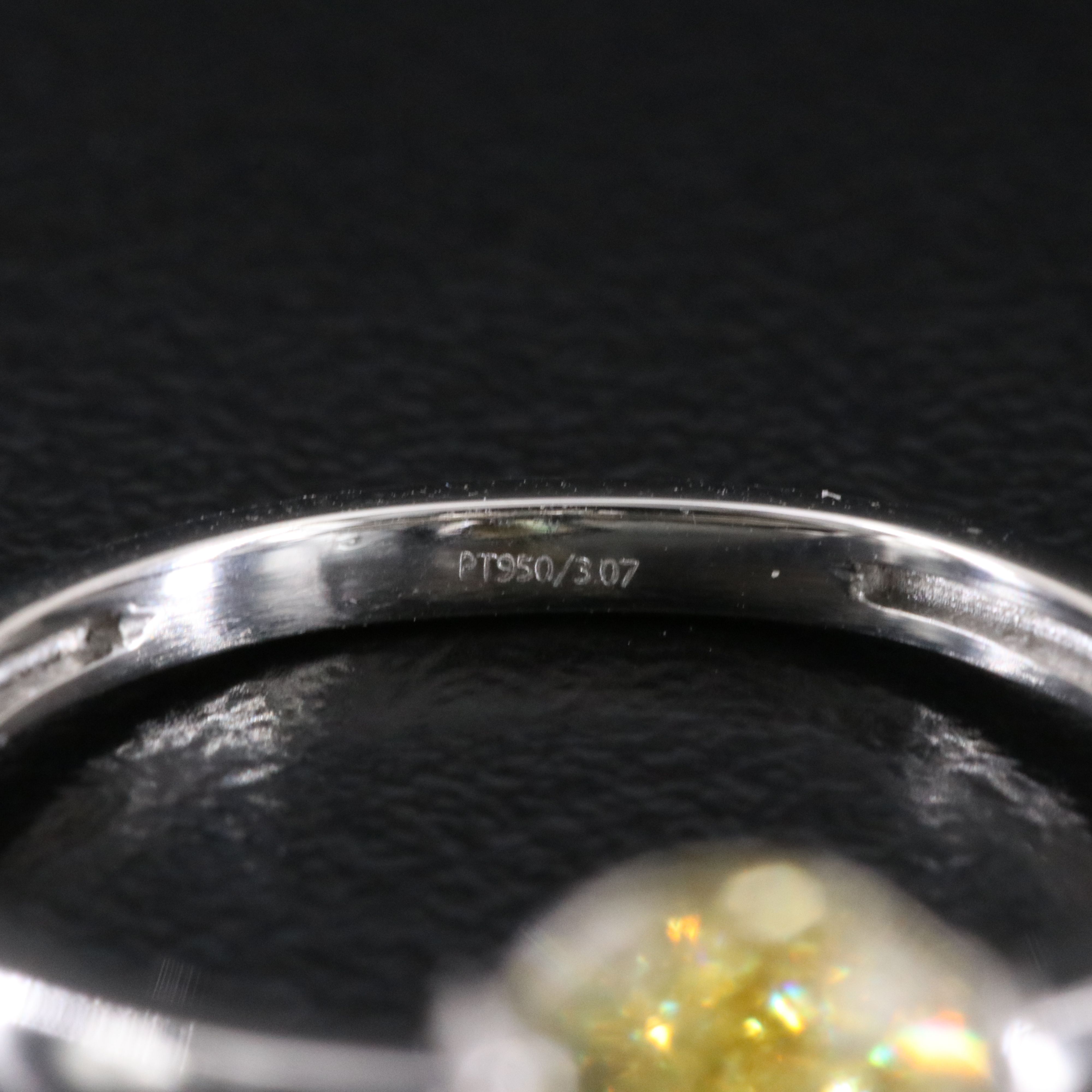 Platinum 3.07 CT Lab Grown Fancy Vivid Yellow Diamond Ring with IGI Report