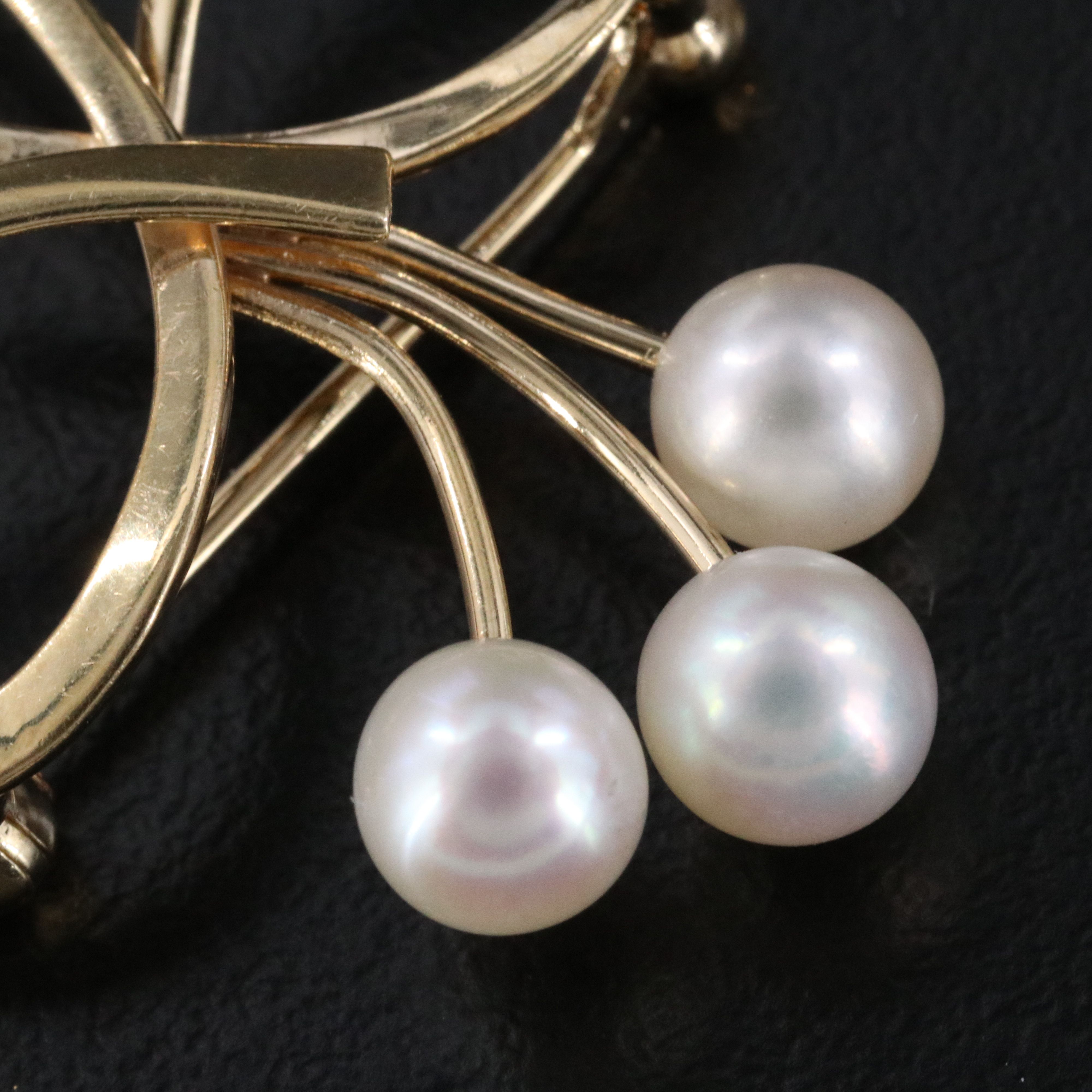 Mikimoto 14K Pearl Bow Brooch