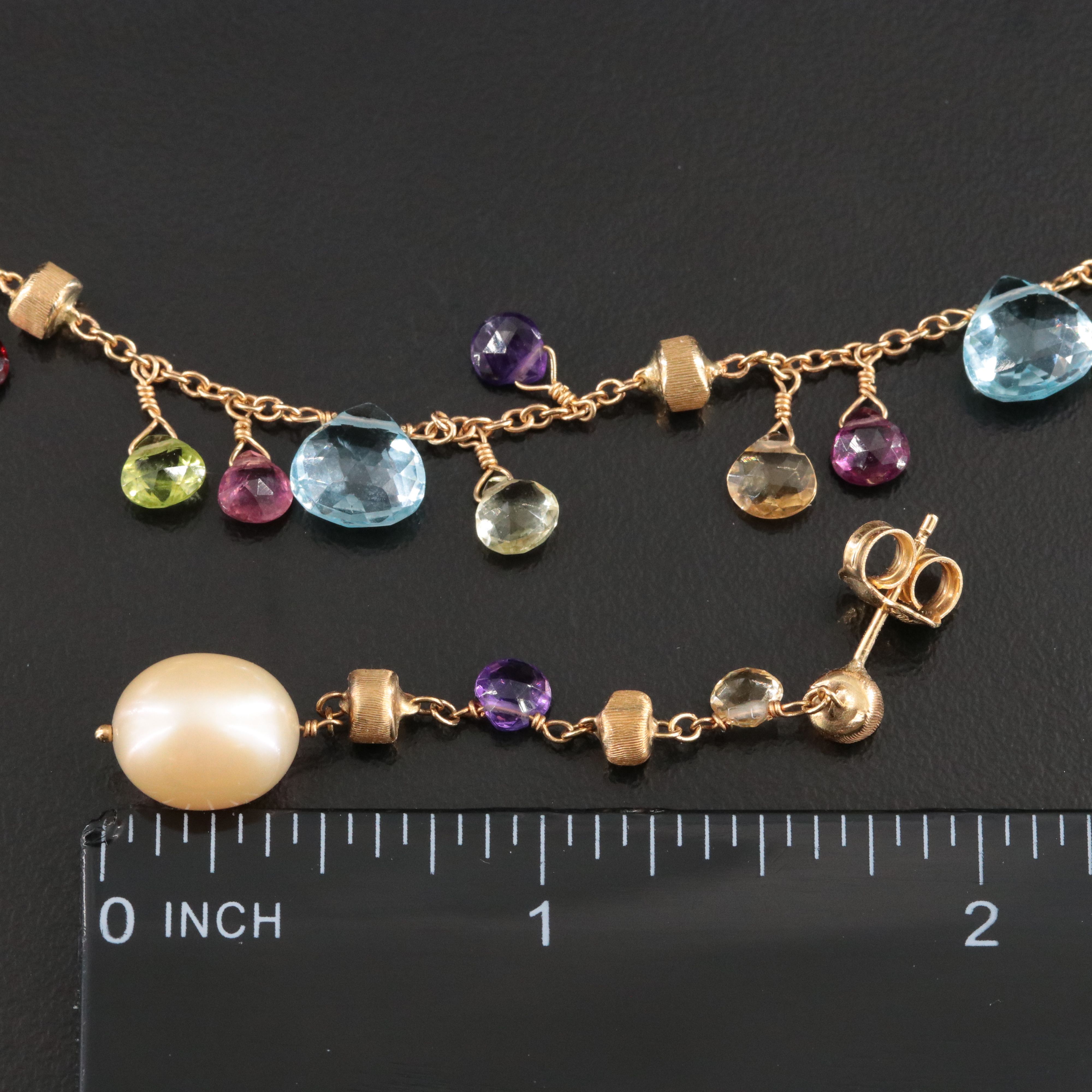 Marco Bicego Paradise 18K Gemstone Necklace and Drop Earrings