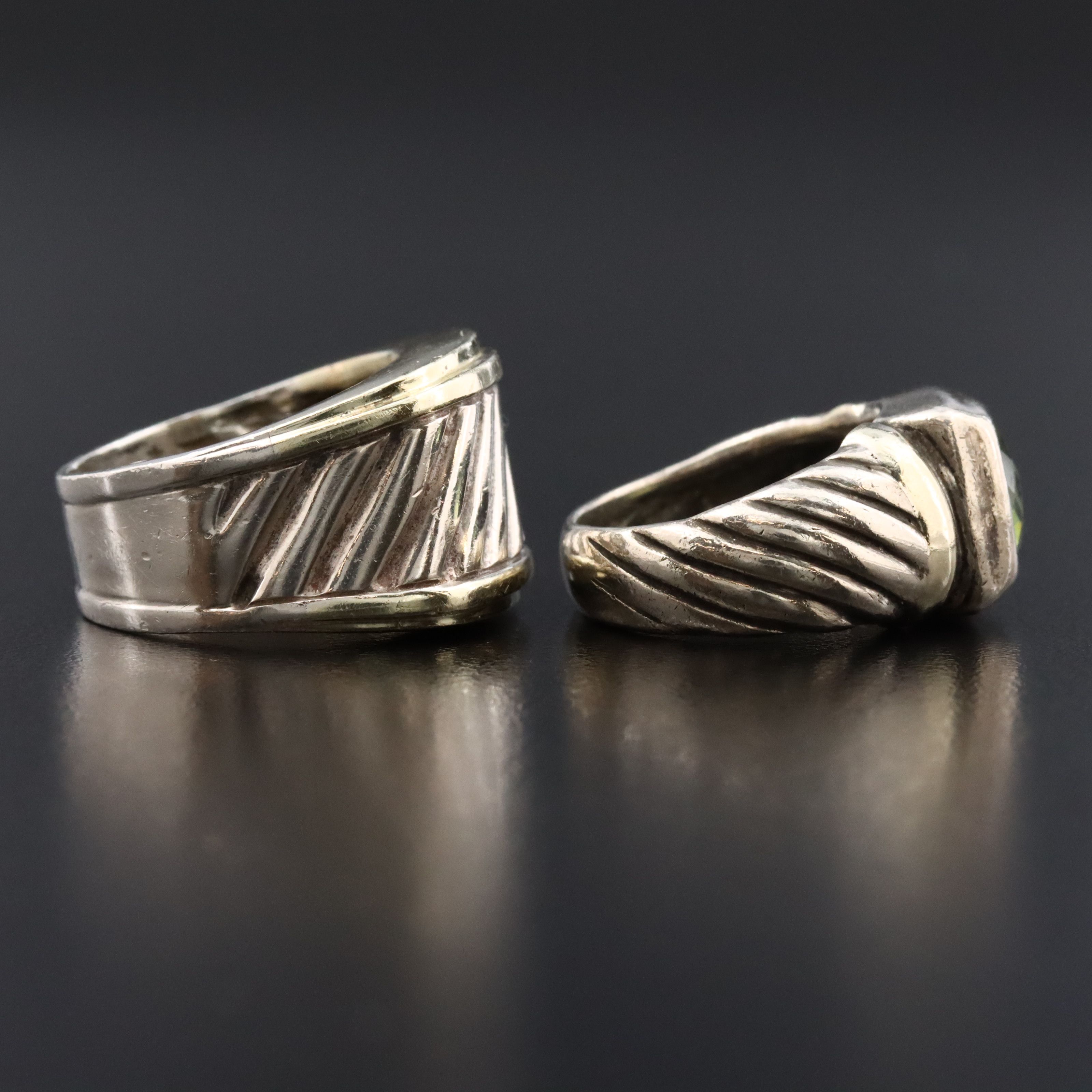 David Yurman Sterling Rings with 14K Accents and Peridot