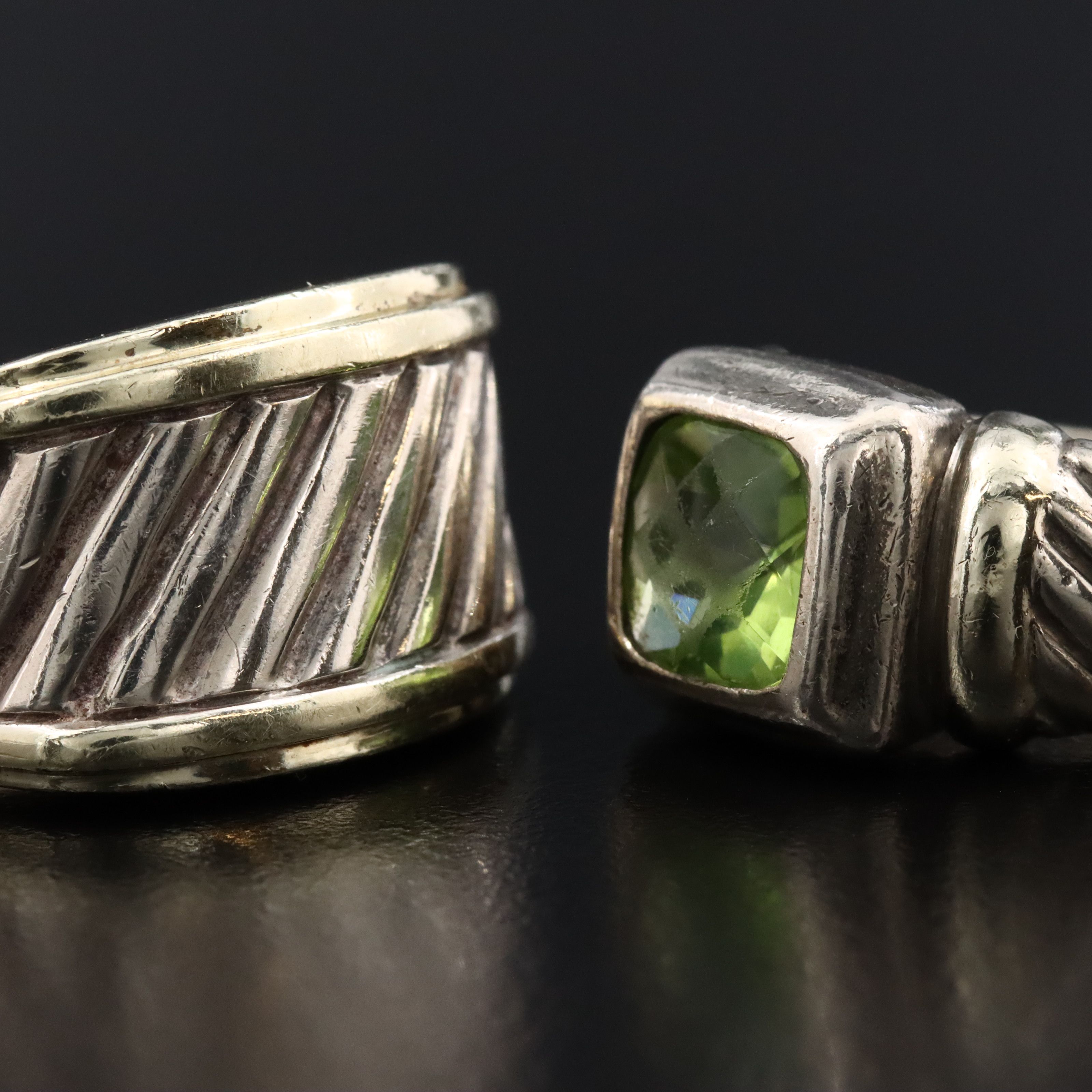David Yurman Sterling Rings with 14K Accents and Peridot