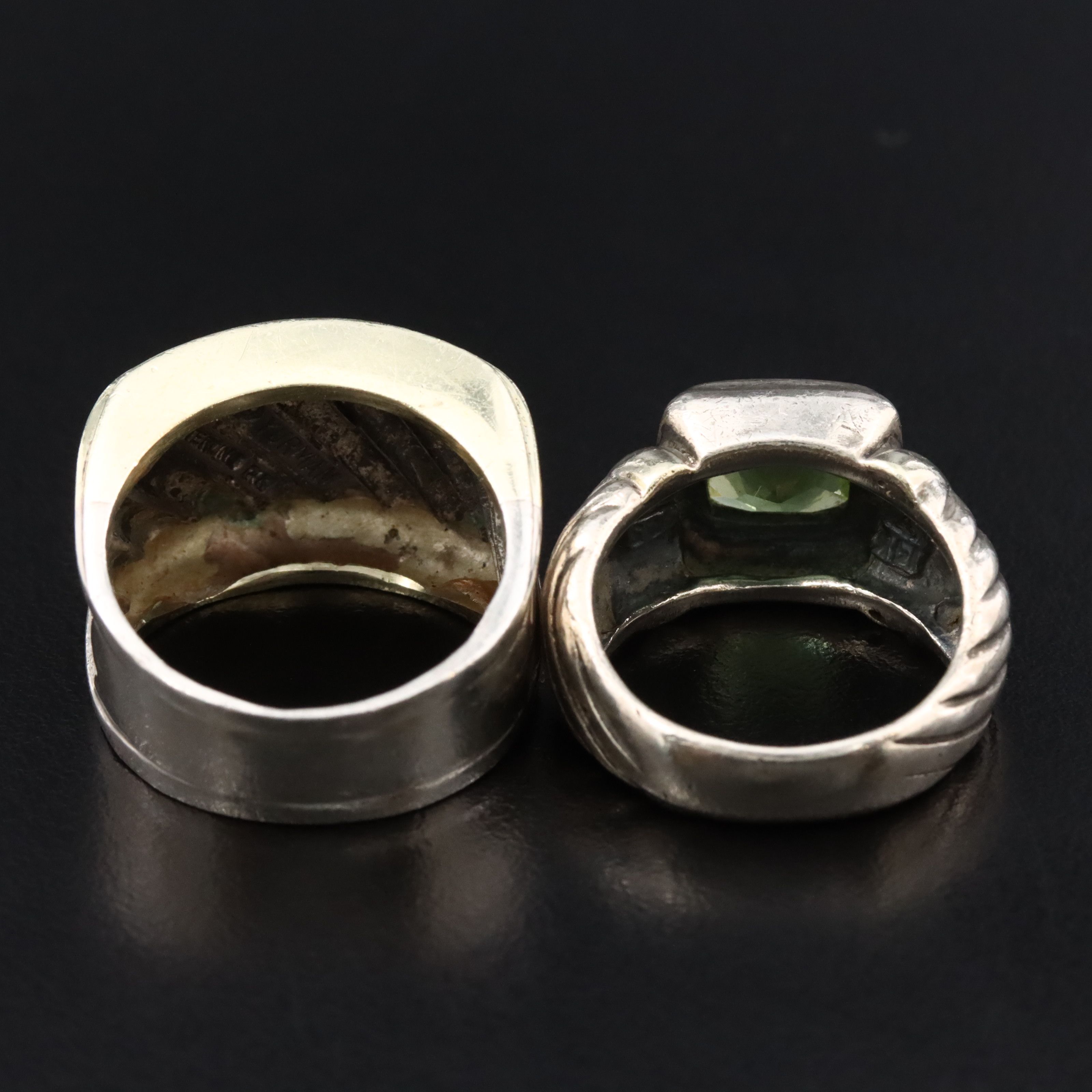 David Yurman Sterling Rings with 14K Accents and Peridot
