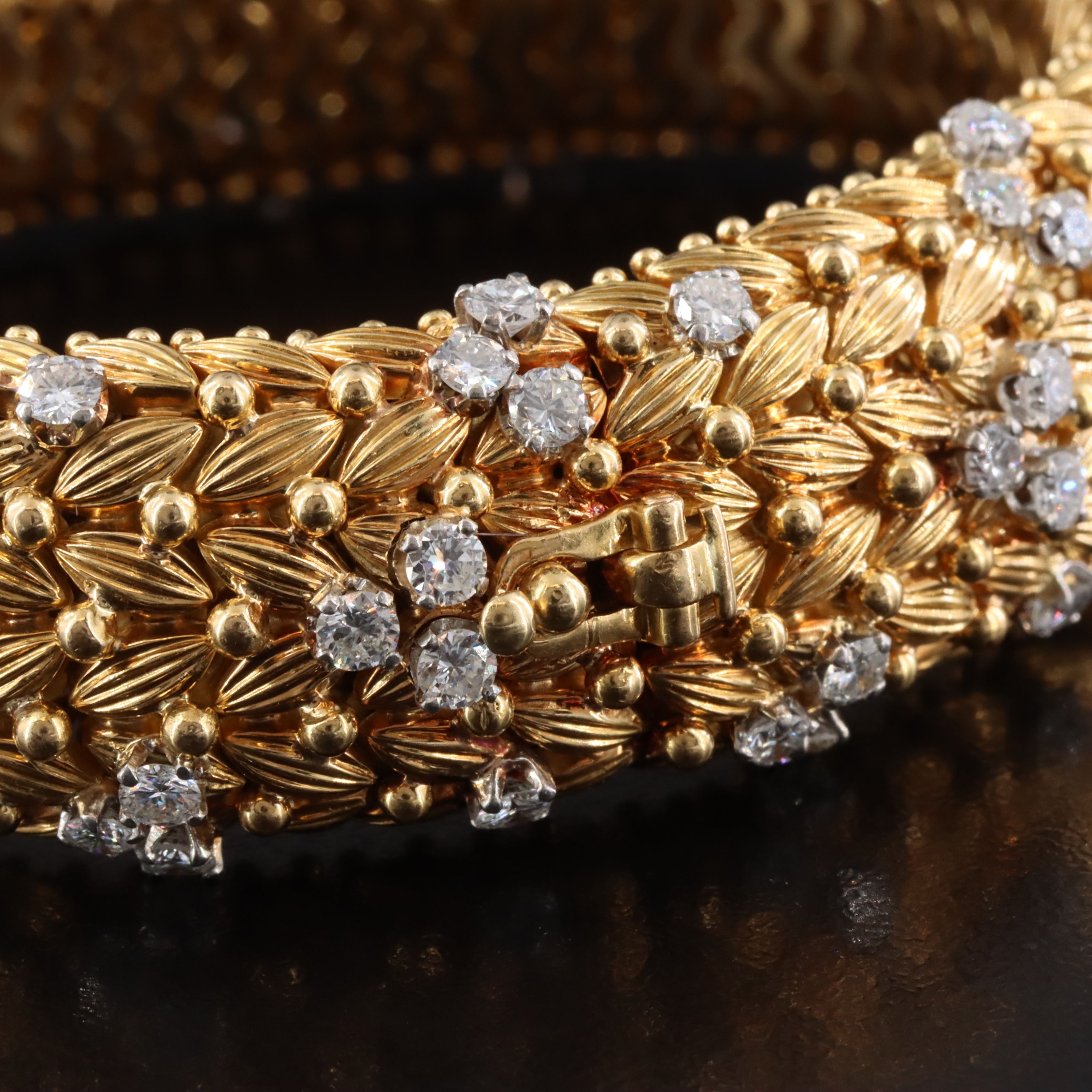 Van Cleef & Arpels 18K 5.28 CTW Diamond Fluted Bracelet 1960's