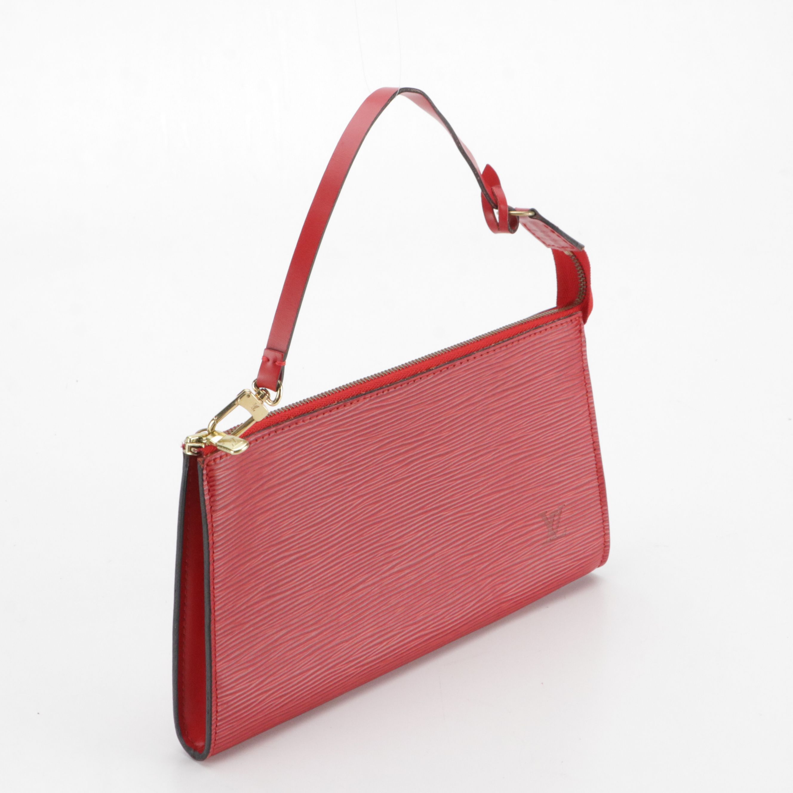 Louis Vuitton Pochette Accessories Bag in Red Epi and Smooth Leather