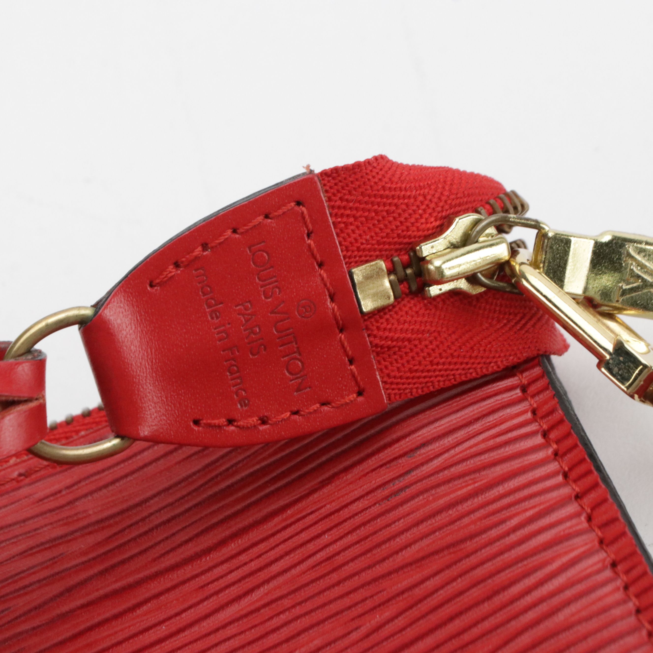 Louis Vuitton Pochette Accessories Bag in Red Epi and Smooth Leather