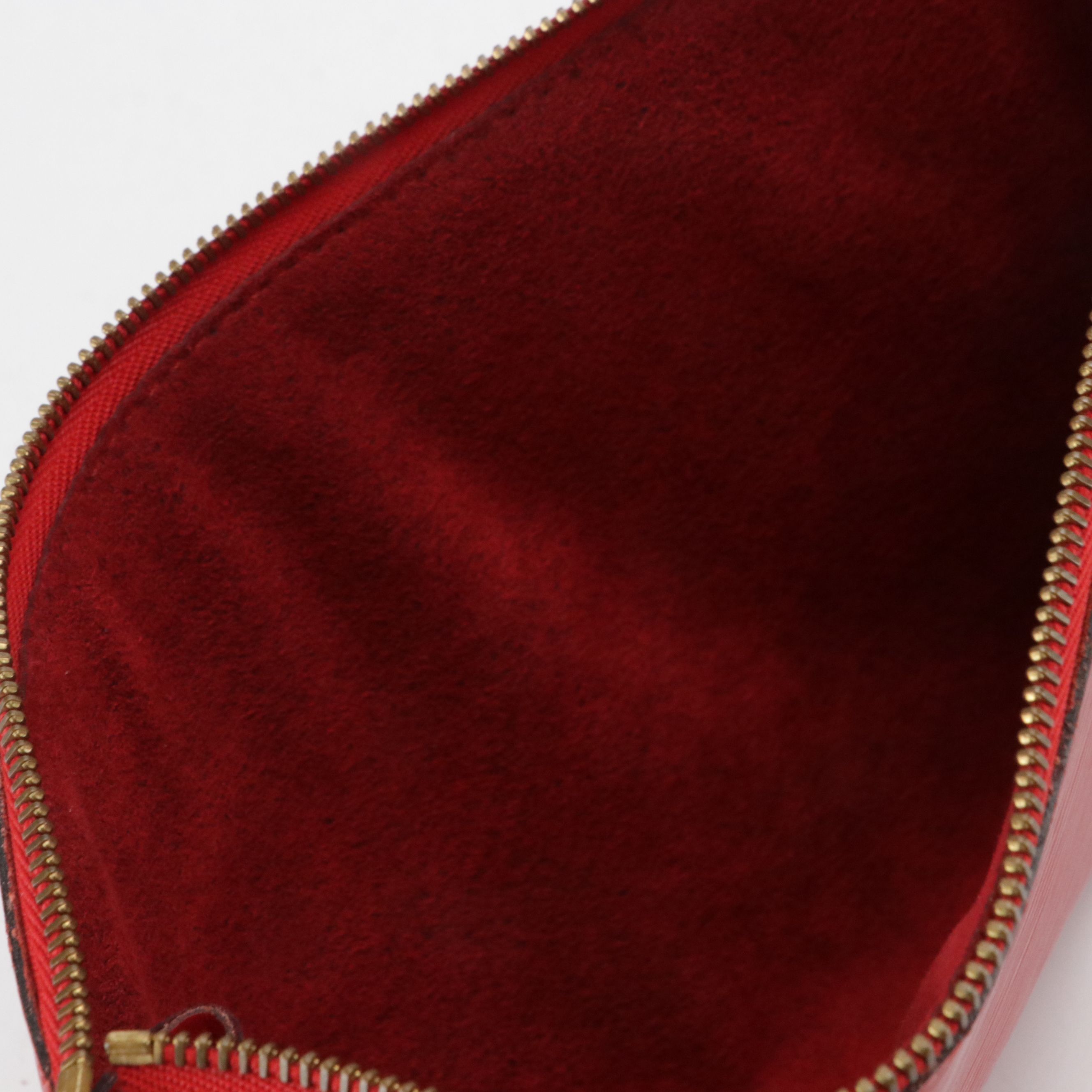 Louis Vuitton Pochette Accessories Bag in Red Epi and Smooth Leather