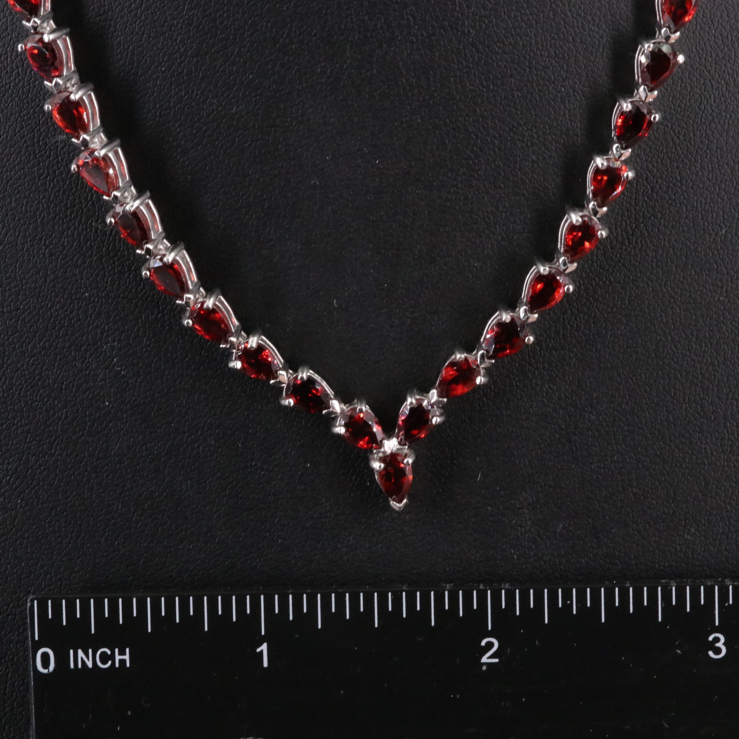 Sterling Garnet Chevron Necklace